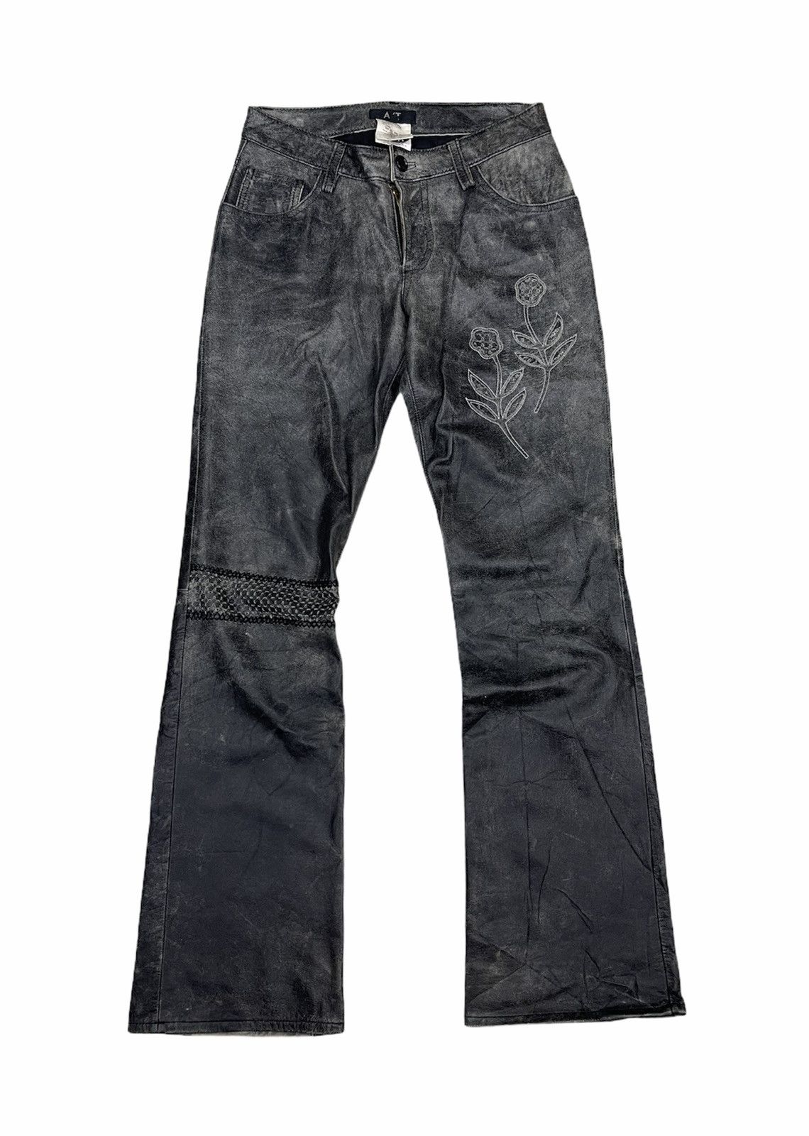 image of Atsuro Tayama Cow Hide Leather Flare Pants in Black, Women's (Size 29)