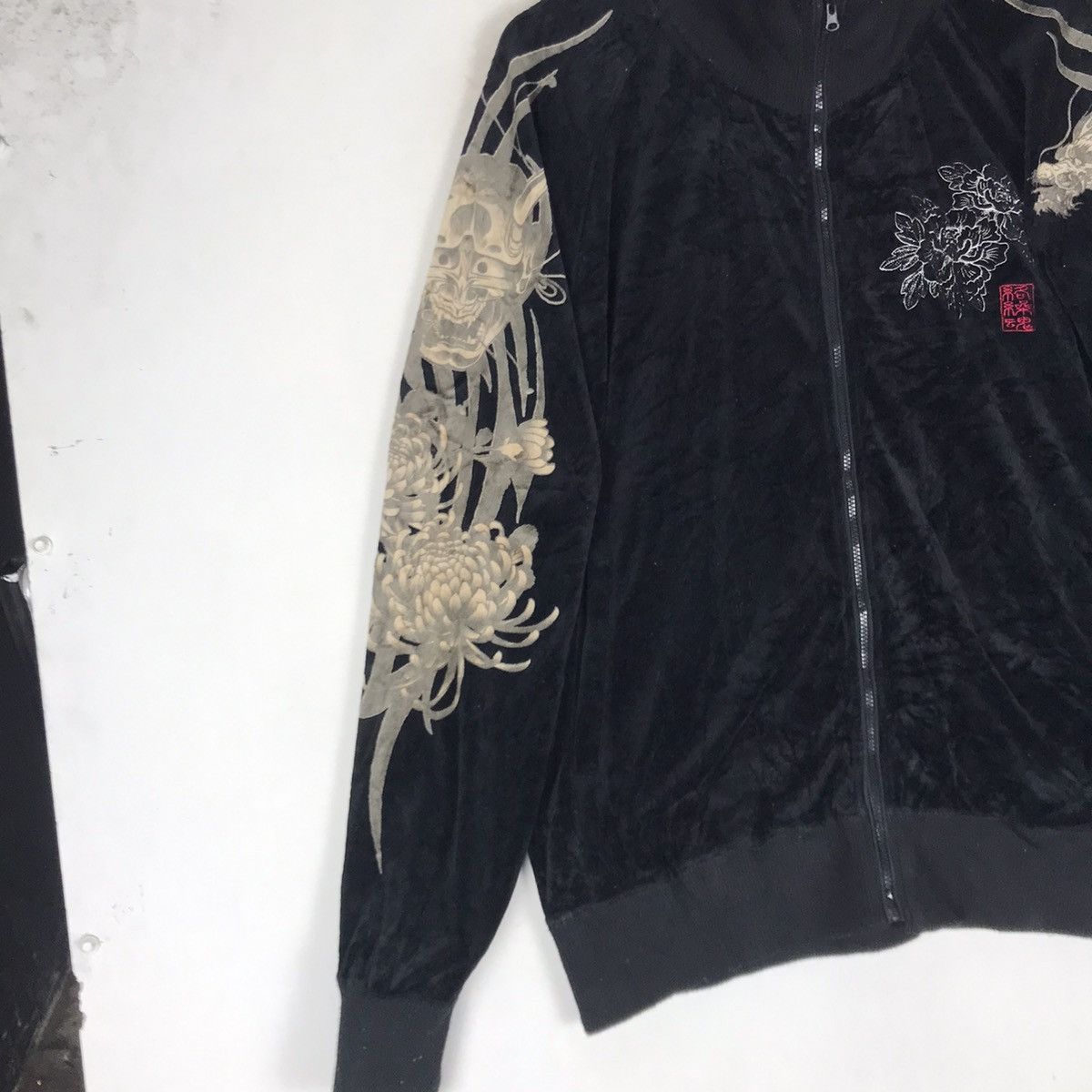 Japanese Brand Karakuri Tamashi Dragon Overprint Black Velvet Yakuza Jacket Size US L / EU 52-54 / 3 - 10 Thumbnail