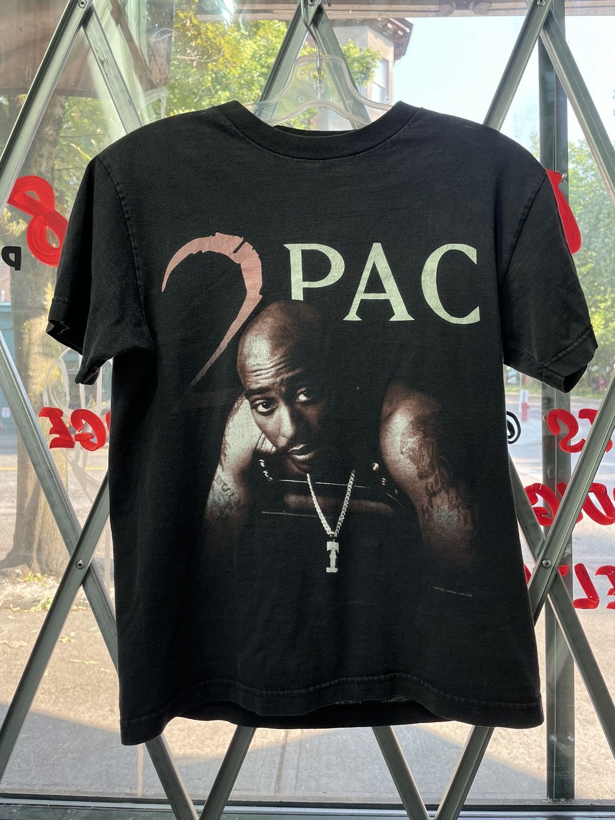 image of Rap Tees x Vintage 1998 2Pac Rap Tee 90's Licensed Promo Tupac Shakur in Black, Men's (Size Small)