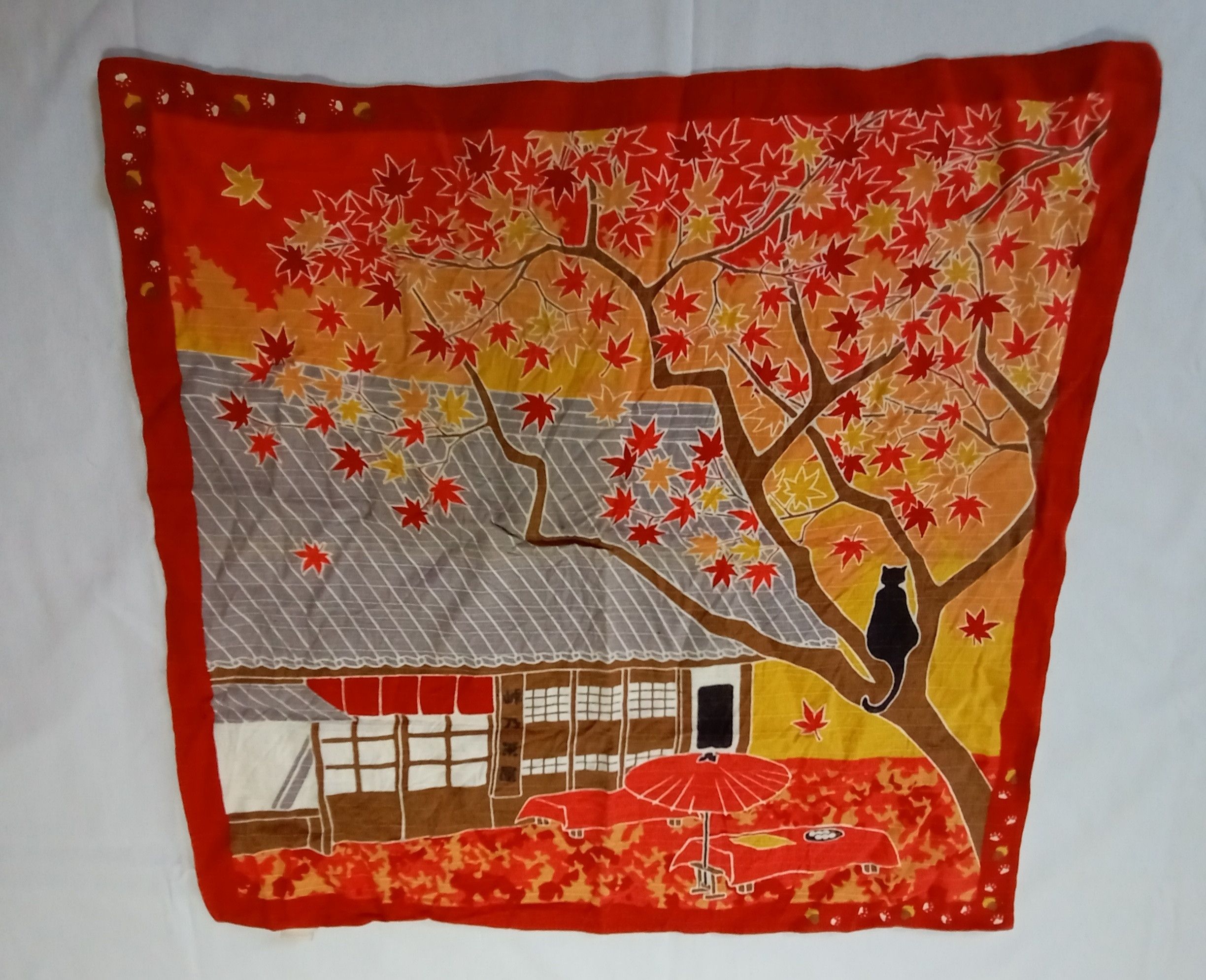 Japanese Handkerchief Traditional House Art Floral