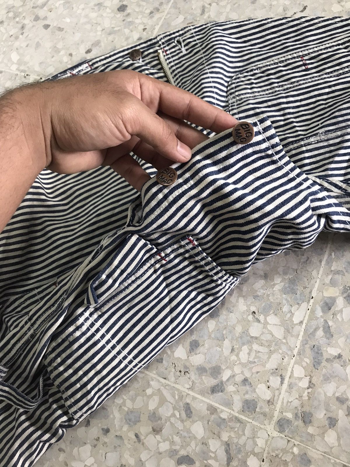 Big Mac Vintage Big Mac Square Bak Hickory Stripe Conductor Jumpsuit Size US XL / EU 56 / 4 - 10 Thumbnail