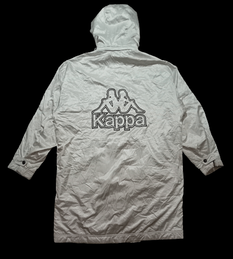 image of Kappa Parkas/raincoat Sherpa Jacket Big Logo Winterwear in Silver, Men's (Size Large)