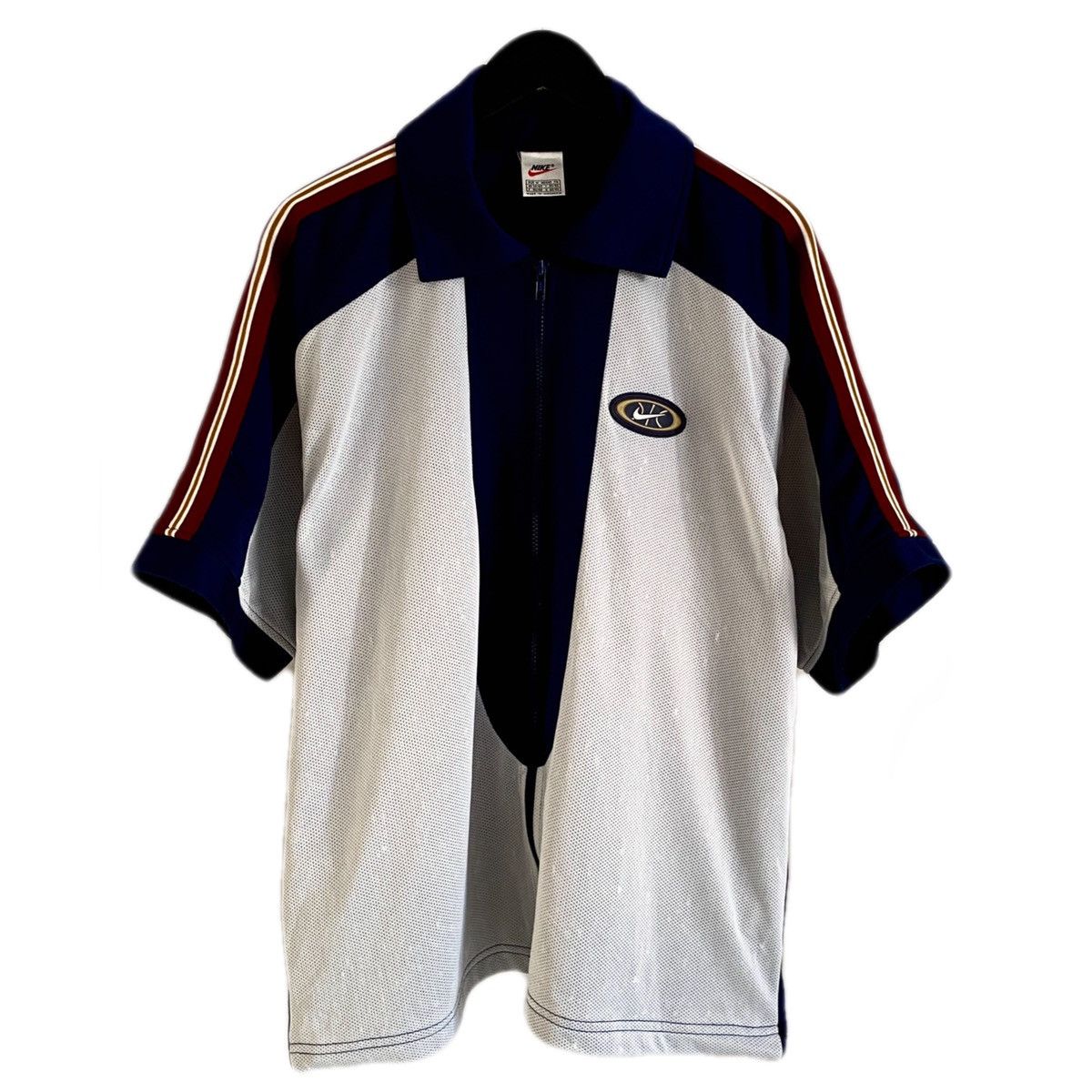 Nike × Vintage 90s Nike Swoosh Vintage Full Zip T-shirt Tee Jersey Polo Size US M / EU 48-50 / 2 - 2 Thumbnail