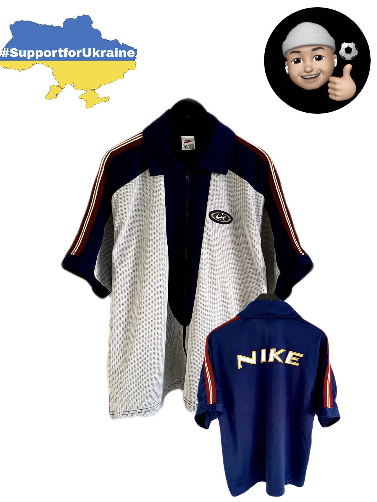 Nike × Vintage 90s Nike Swoosh Vintage Full Zip T-shirt Tee Jersey Polo Size US M / EU 48-50 / 2 - 1 Thumbnail