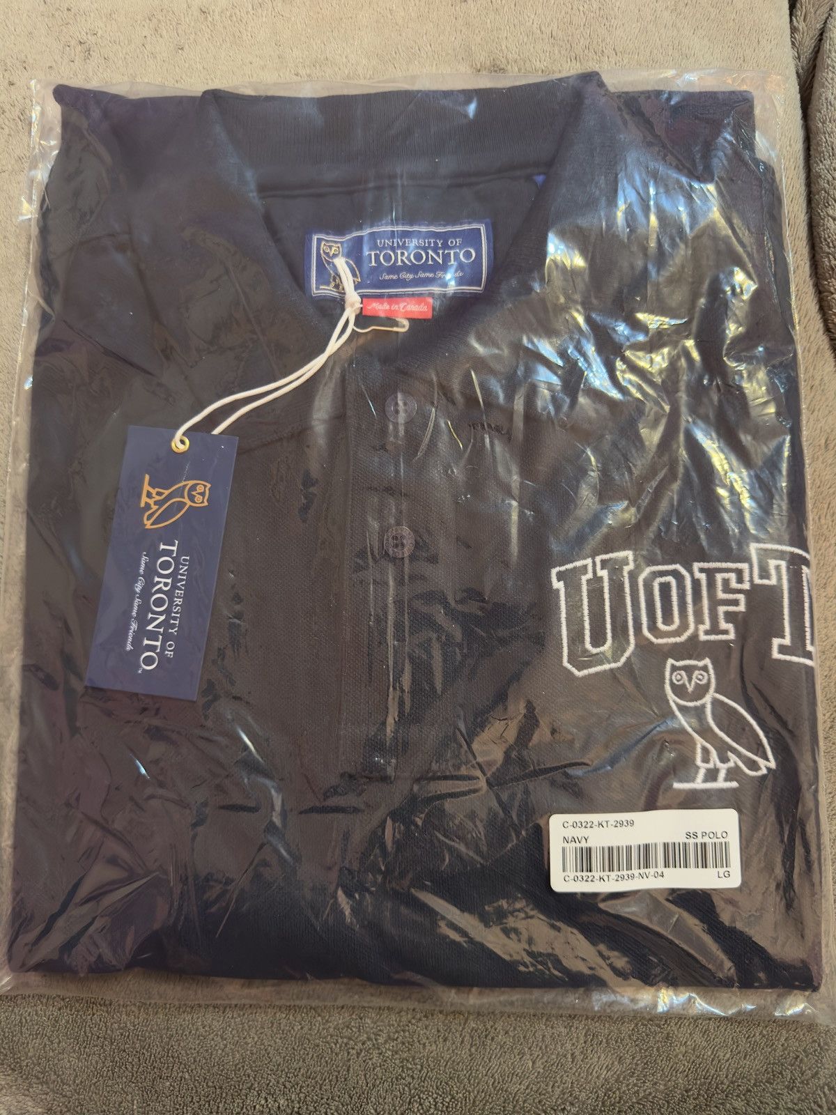 Image of Drake x Hype Ovo X U Of T (University Of Toronto) Polo New With Tags in Navy, Men's (Size Large)