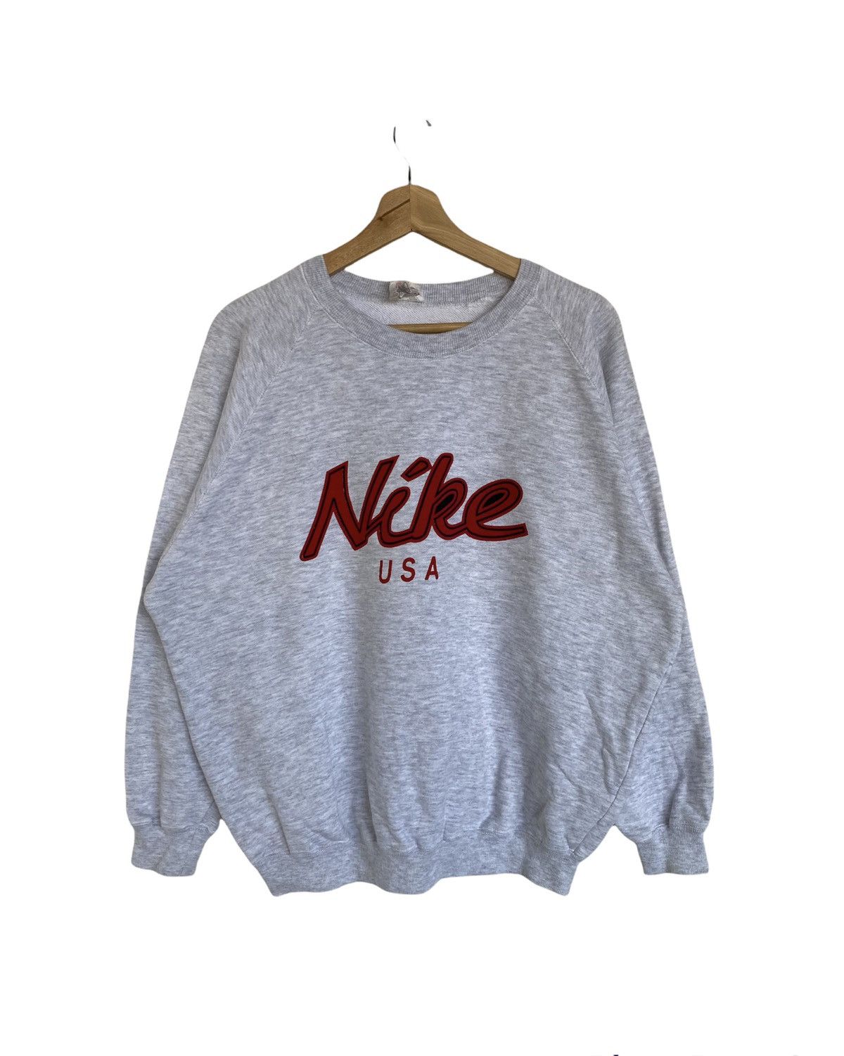 Nike × Vintage Vintage 90s Nike USA Sweatshirt Spellout White Tag Size US XL / EU 56 / 4 - 1 Thumbnail