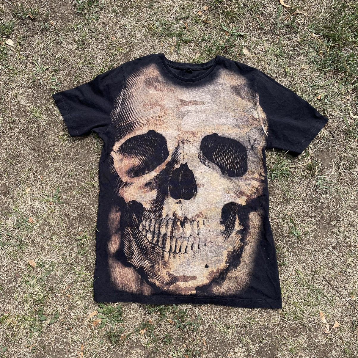 Vintage Vintage Y2K Sun Faded Skull Graphic Tee Grunge Black Slim M Size US M / EU 48-50 / 2 - 1 Thumbnail