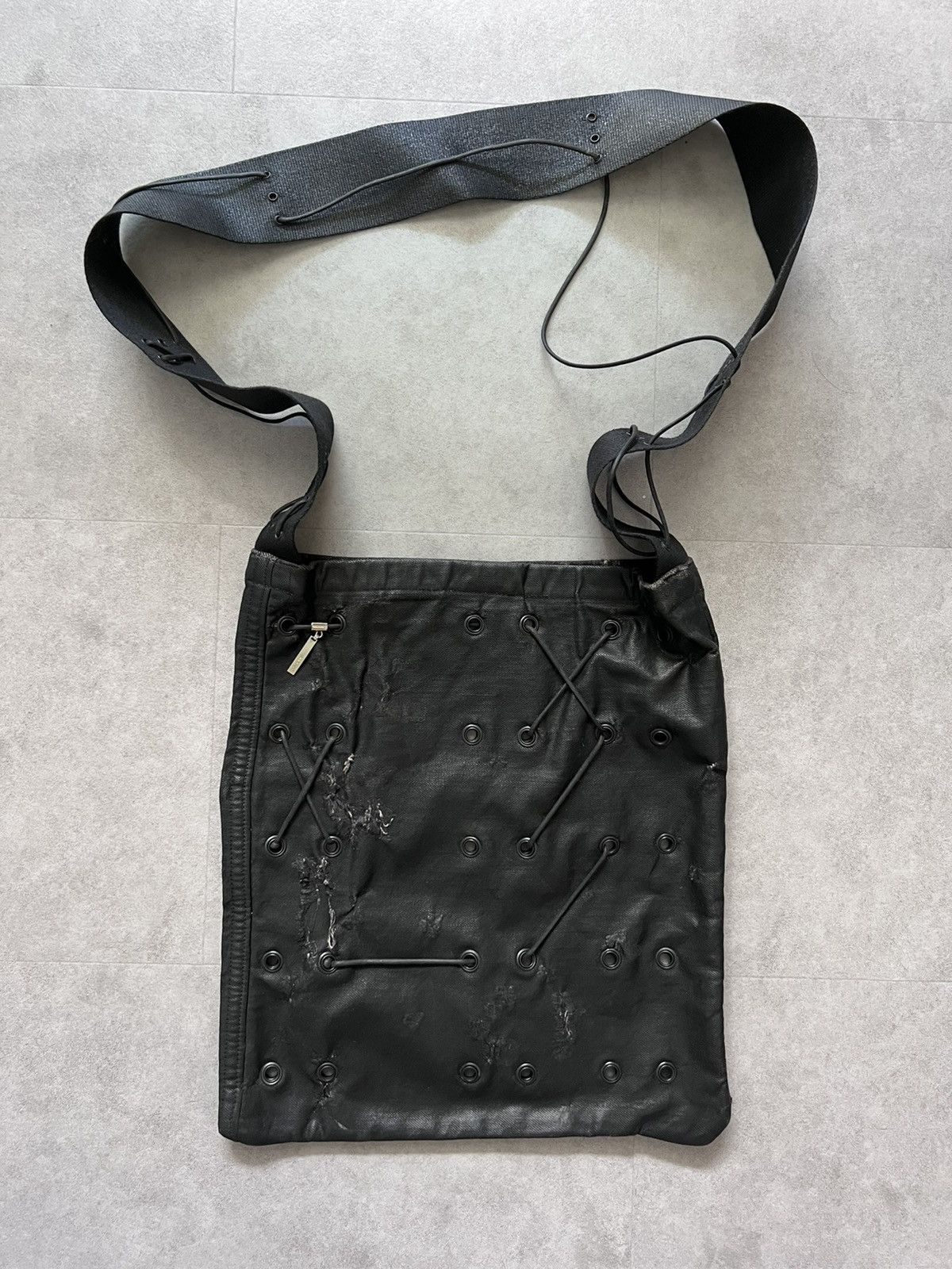 Dior × Hedi Slimane SS04 “Strip” Waxed Destroyed Shoulder Bag Size ONE SIZE - 1 Thumbnail