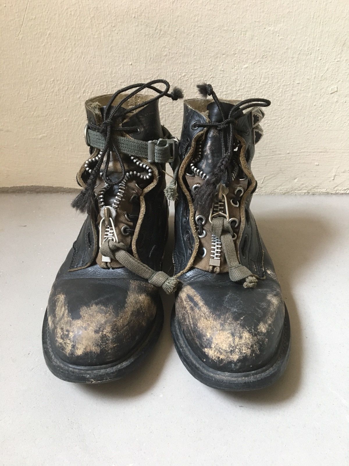 image of Undercover Ss06 “T” Zip Studded Boots in Mix, Men's (Size 8.5)