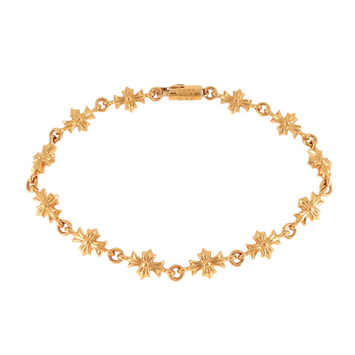 image of Chrome Hearts 22K Gold Tiny E Bracelet 12 Link, Men's