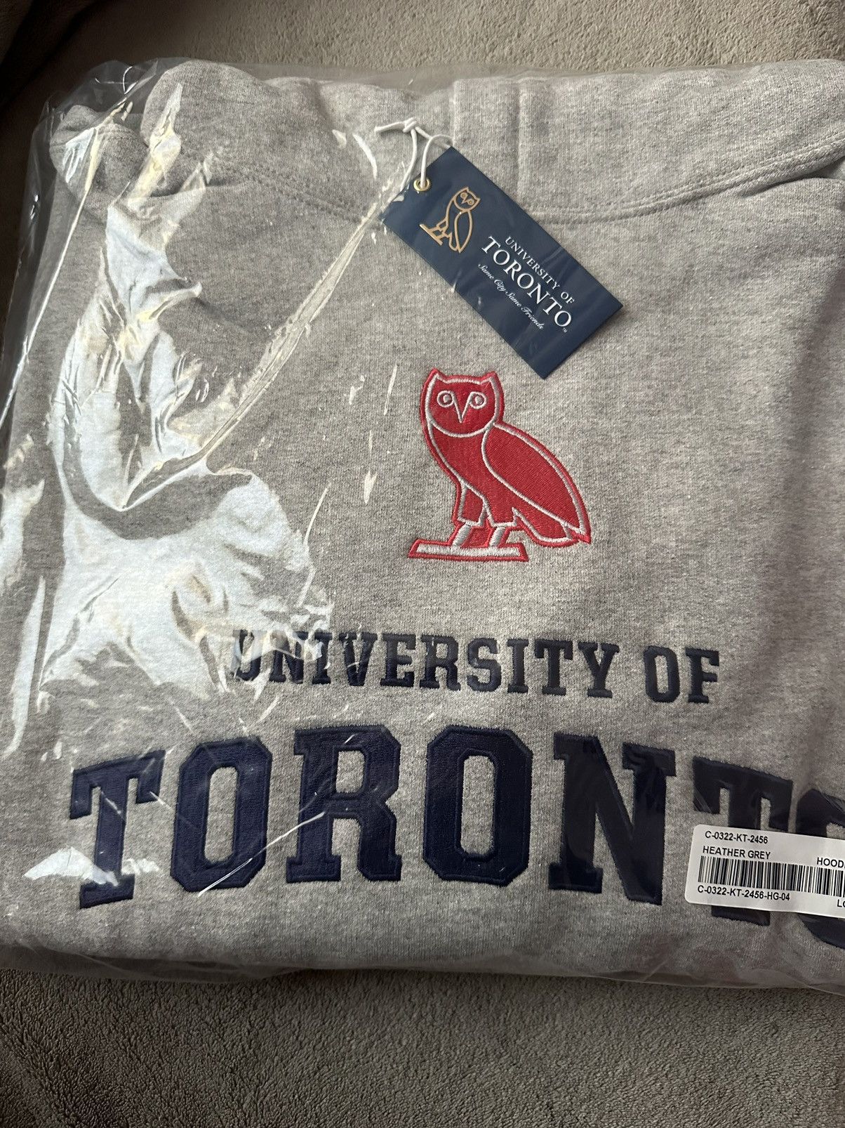 image of Ovo X University Of Toronto (U Of T) Hoodie (New With Tags) in Grey, Men's (Size Large)