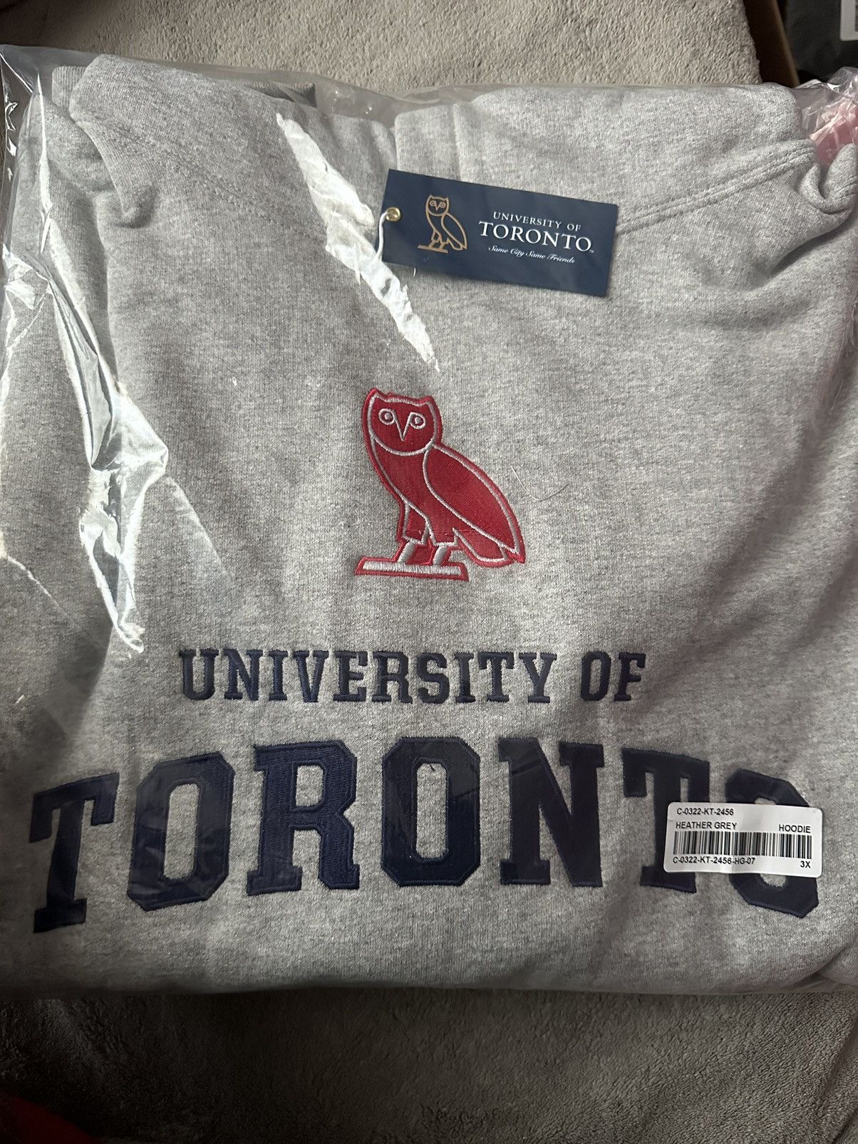 image of Size 3Xl Ovo X University Of Toronto (U Of T) Hoodie Grey, Men's