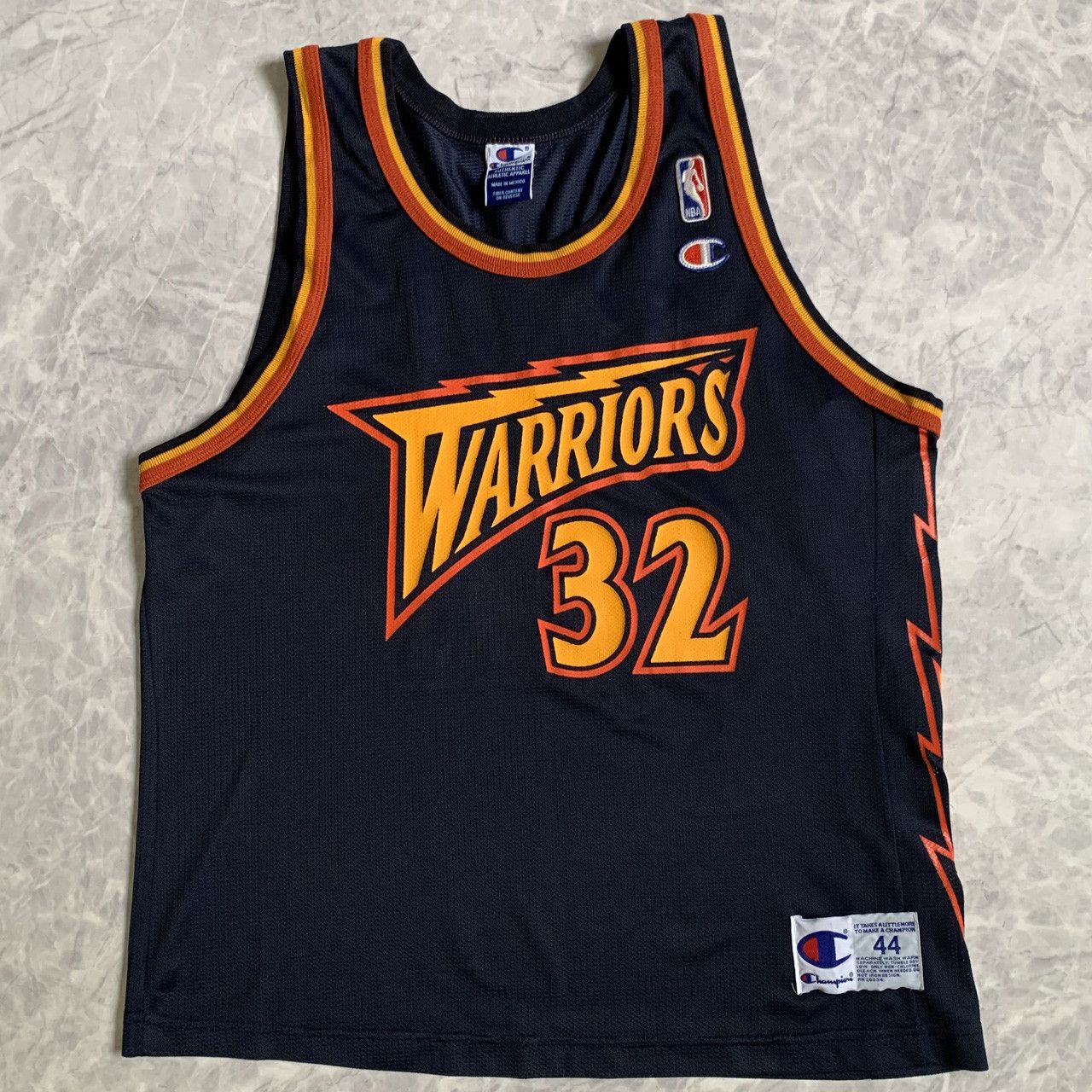 Image of VTG 90's Nba Golden State Warriors Joe Smith Champion Jersey in Navy, Men's (Size Large)