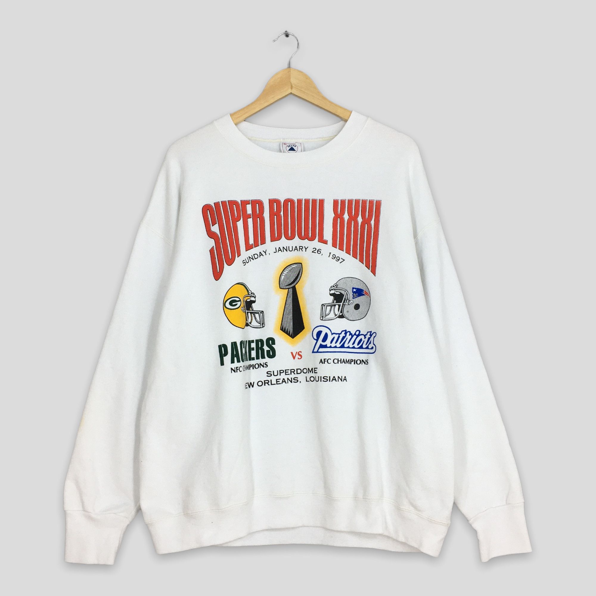 image of Vintage 90's Super Bowl Xxxi Champion Nfl Sweatshirt Xlarge in White, Men's