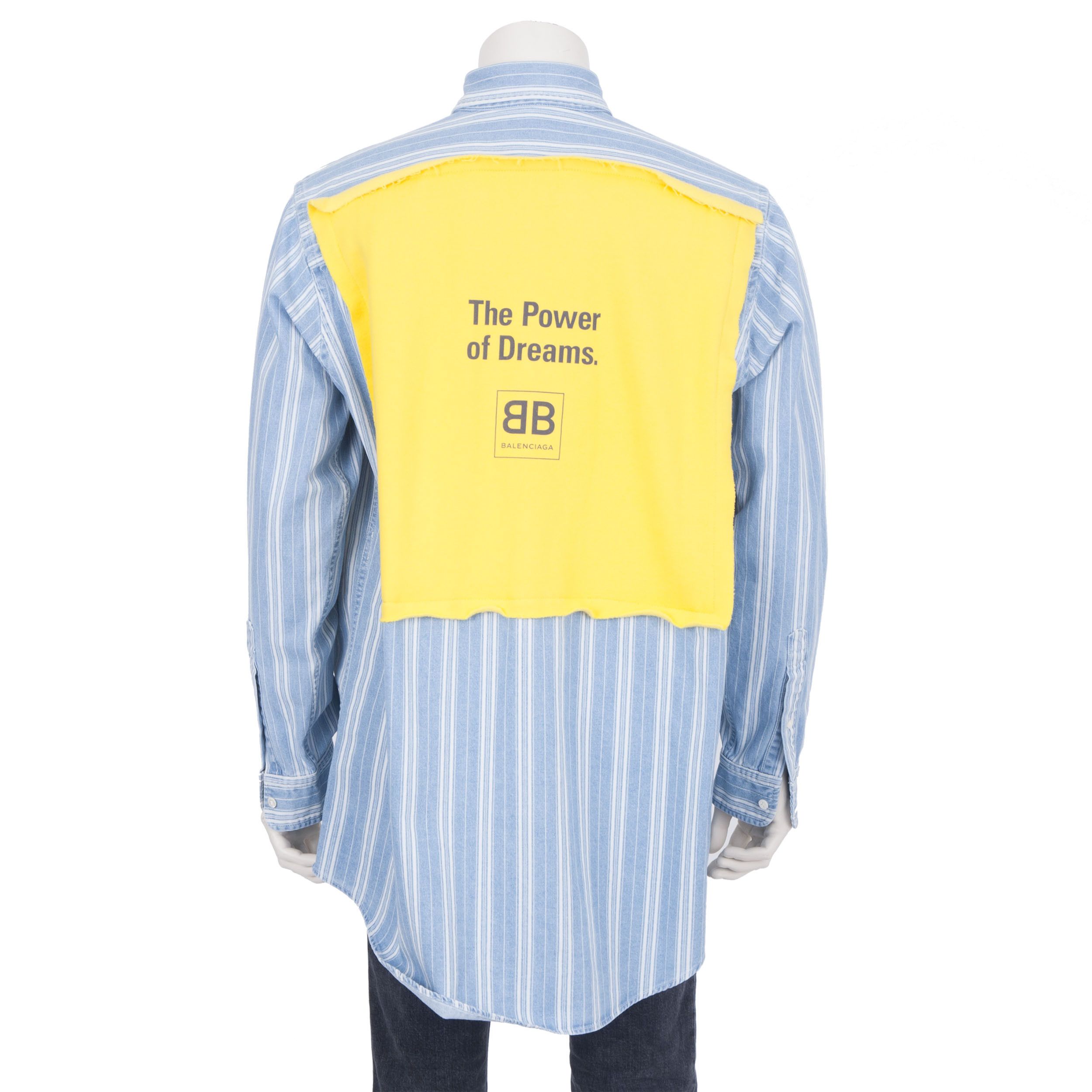 Fordeling veltalende Sæt tøj væk Balenciaga 950$ SS18 Blue Striped Denim 'Power Of Dreams' Patch Shirt |  Grailed