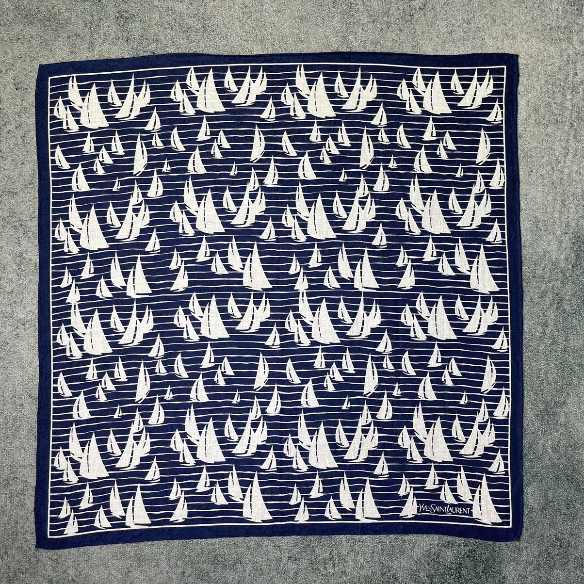 Vintage × Yves Saint Laurent YSL sailing boat design handkerchief scarf Size ONE SIZE - 6 Thumbnail