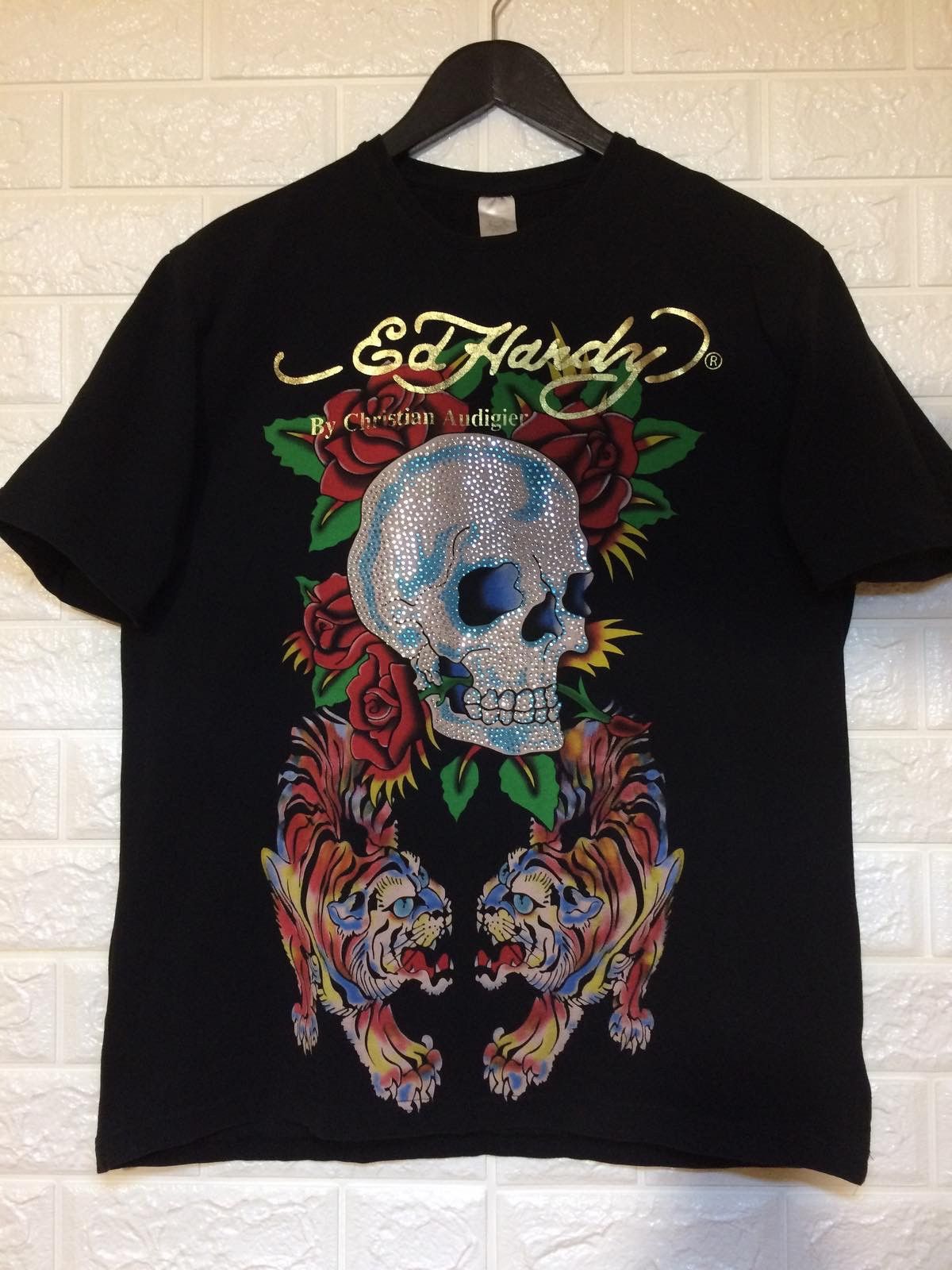 Christian Audigier Christian Audigier “Crystal Scull” Black T-Shirt Size US M / EU 48-50 / 2 - 1 Thumbnail