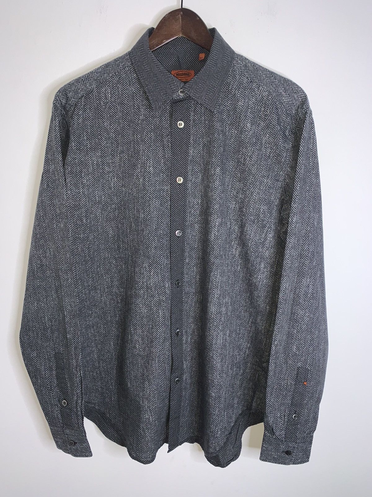 Missoni Missoni Grey Cotton Shirt Size US L / EU 52-54 / 3 - 1 Thumbnail
