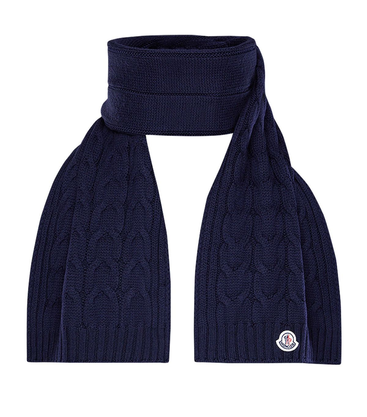 image of Moncler Enfant Logo Patch Scarf in Navy, Men's