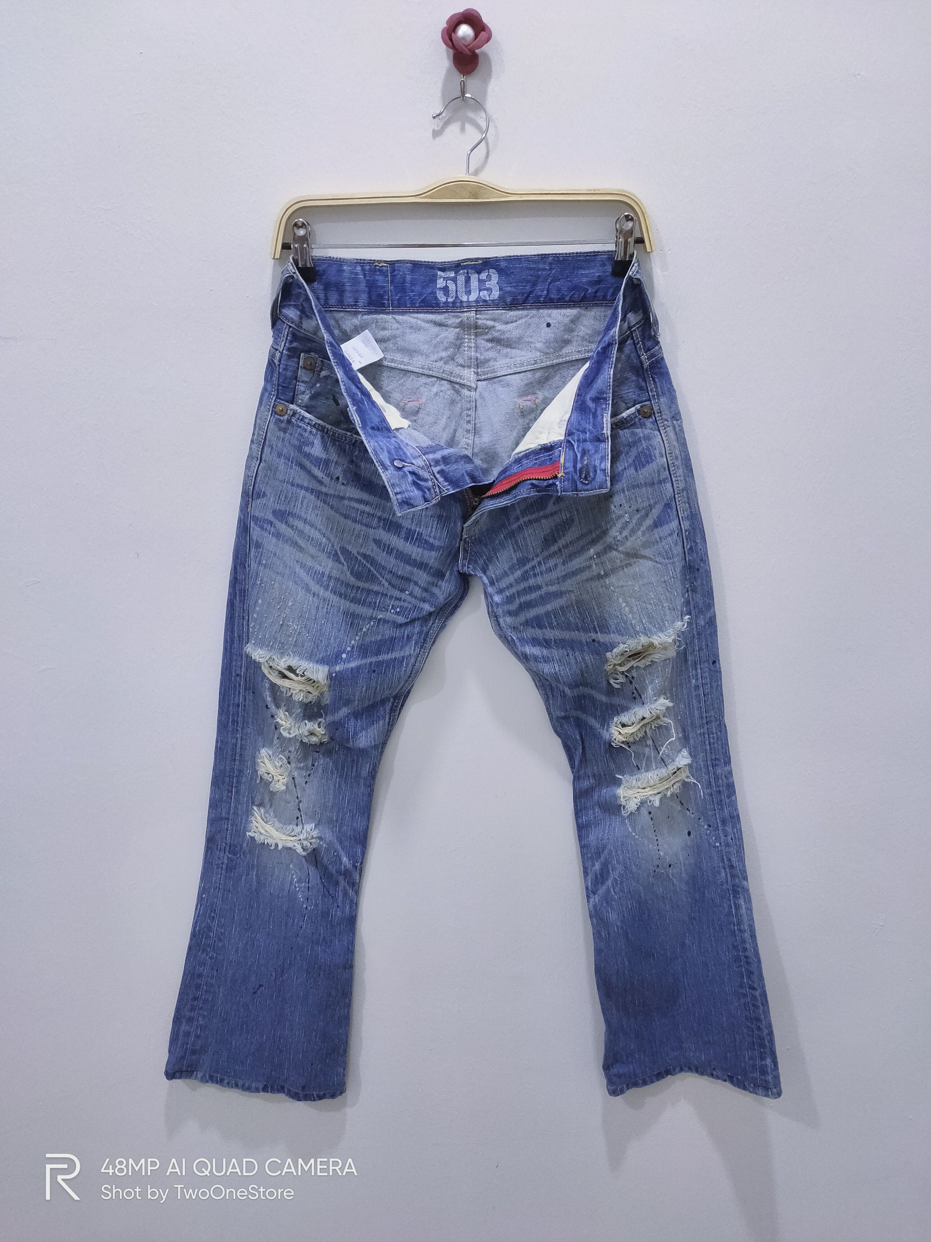 Edwin Vintage Painter EDWIN 503 BLUE TRIP Distressed Denim Jeans Size US 29 - 3 Thumbnail