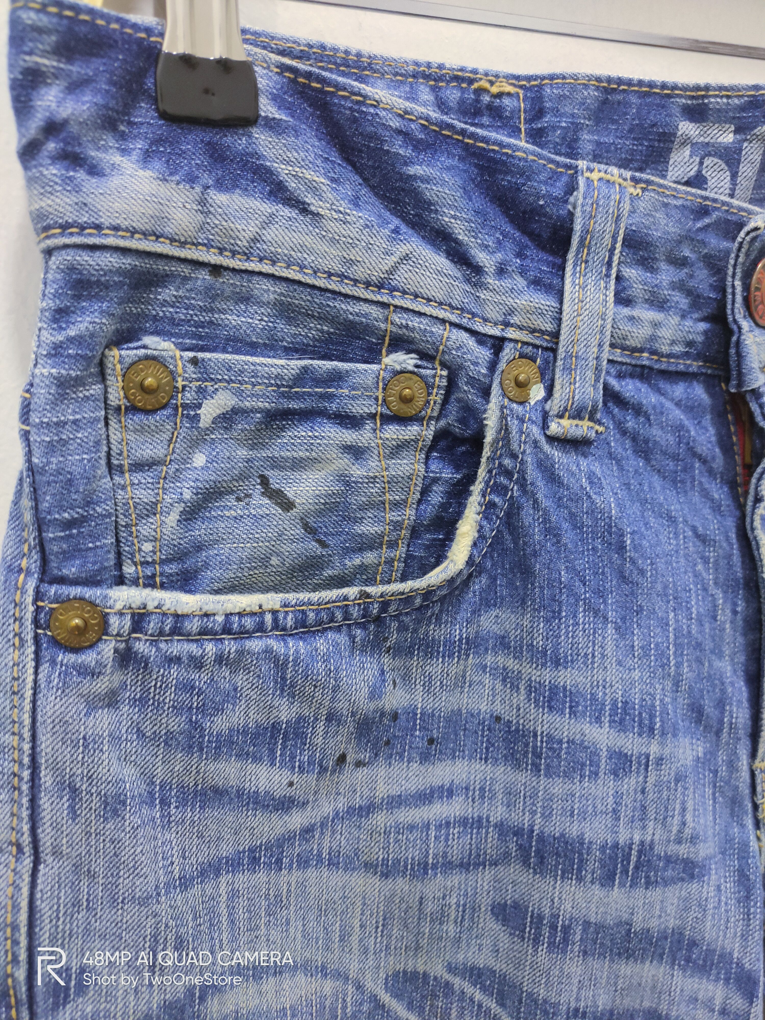Edwin Vintage Painter EDWIN 503 BLUE TRIP Distressed Denim Jeans Size US 29 - 2 Thumbnail