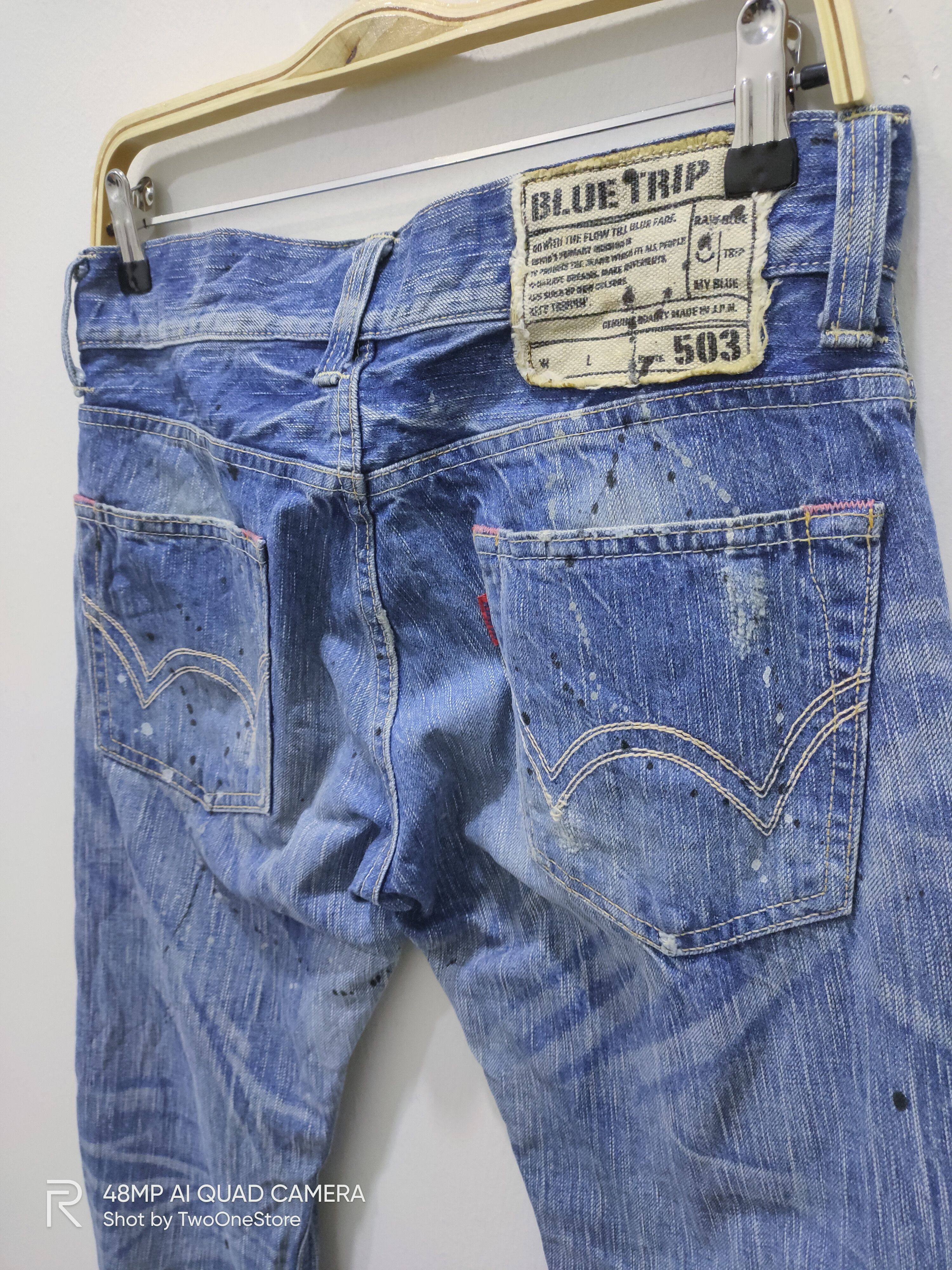 Edwin Vintage Painter EDWIN 503 BLUE TRIP Distressed Denim Jeans Size US 29 - 18 Thumbnail