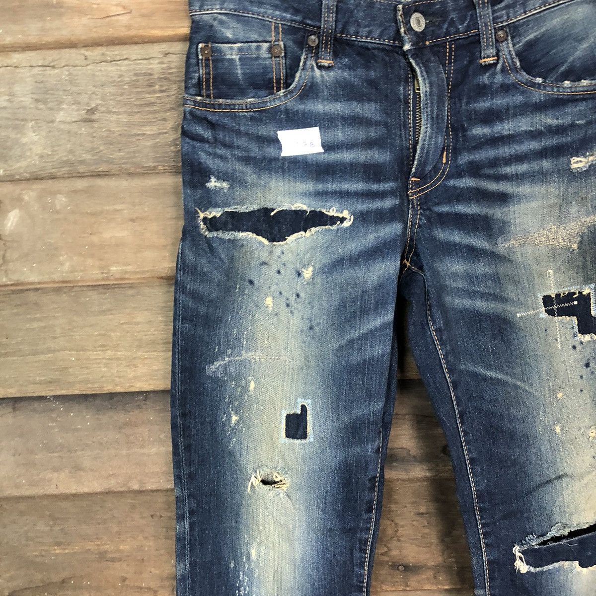 Edwin Edwin 502 Japan Blue Distressed Denim Pants #107B Size US 27 - 8 Thumbnail