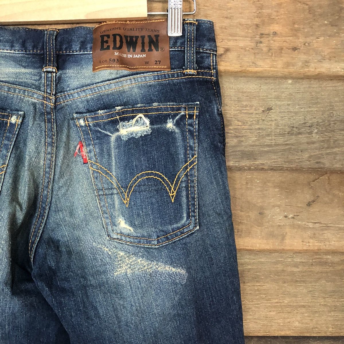 Edwin Edwin 502 Japan Blue Distressed Denim Pants #107B Size US 27 - 14 Thumbnail