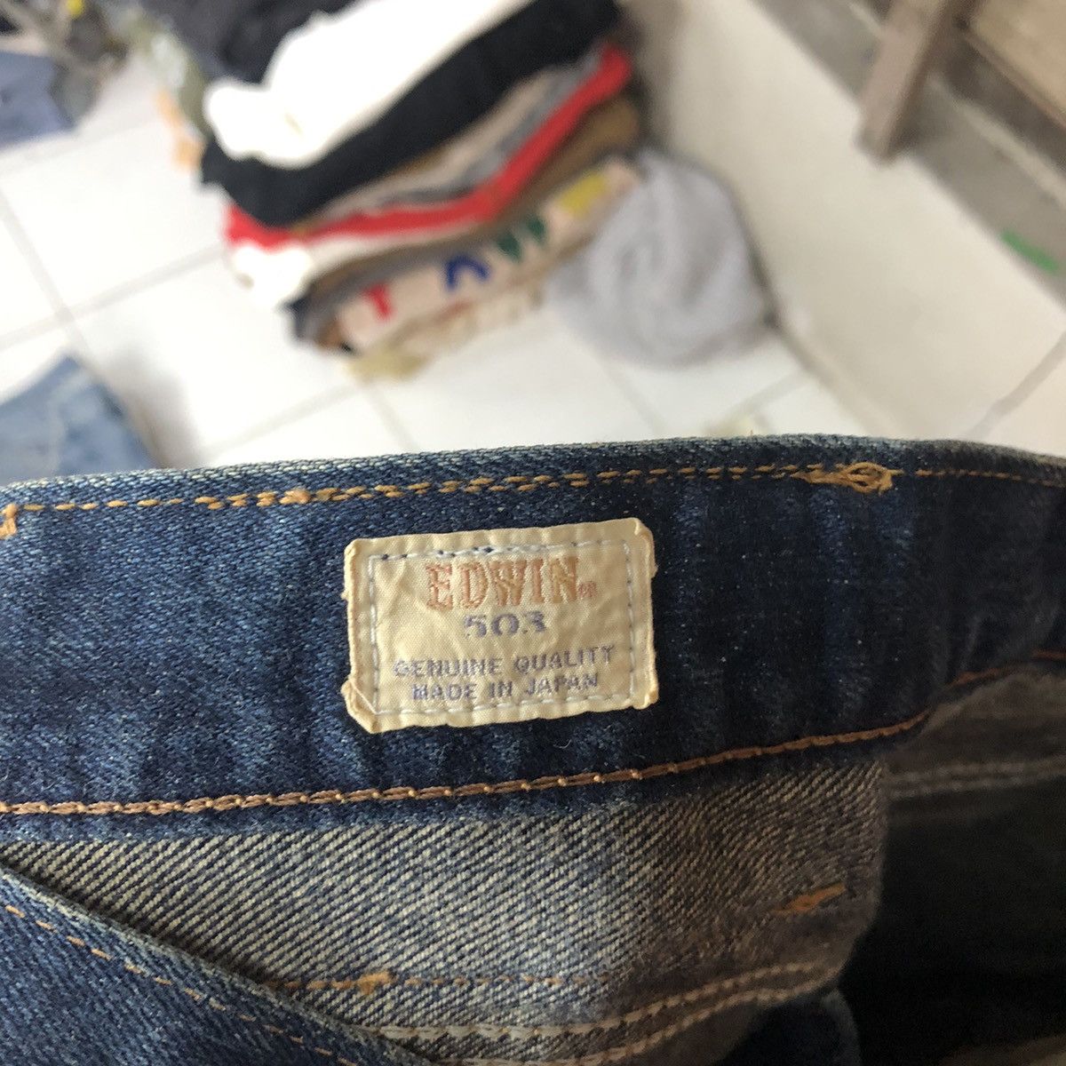 Edwin Edwin 502 Japan Blue Distressed Denim Pants #107B Size US 27 - 17 Thumbnail