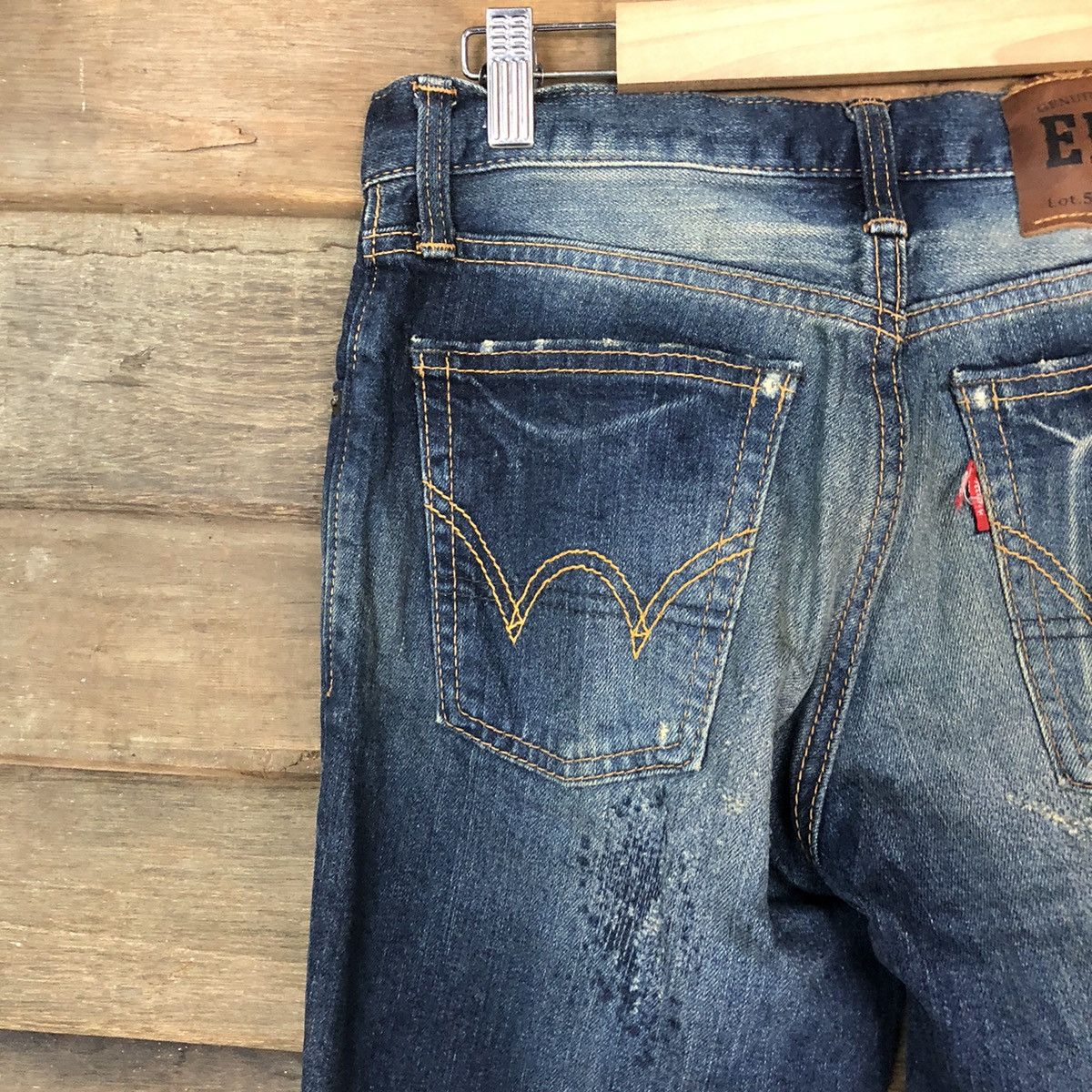 Edwin Edwin 502 Japan Blue Distressed Denim Pants #107B Size US 27 - 13 Thumbnail