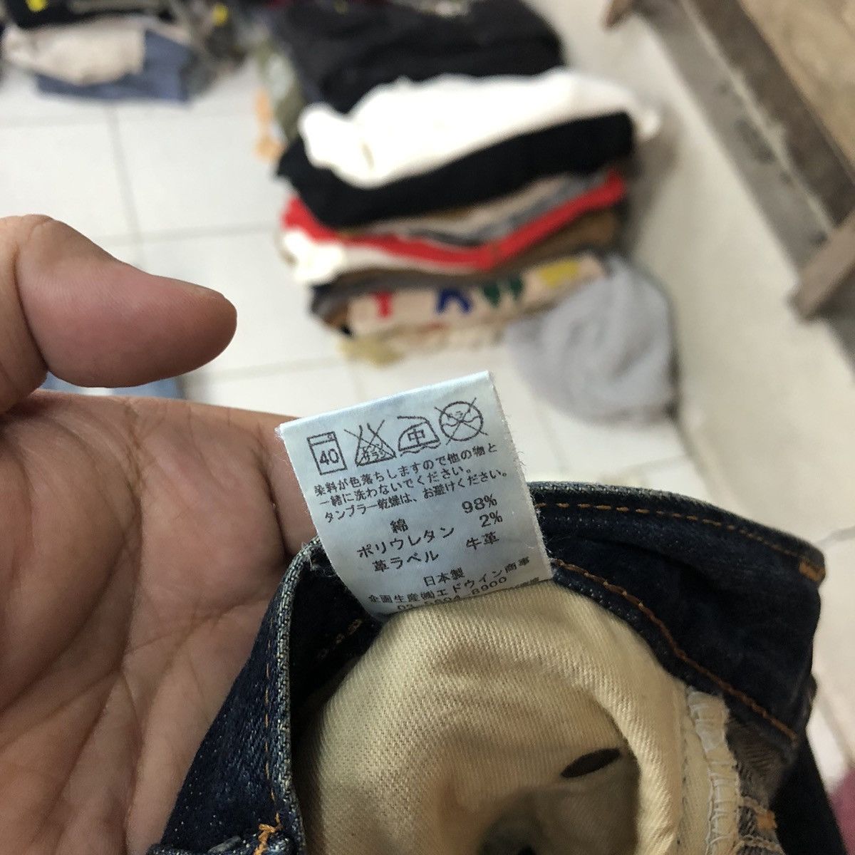 Edwin Edwin 502 Japan Blue Distressed Denim Pants #107B Size US 27 - 19 Thumbnail