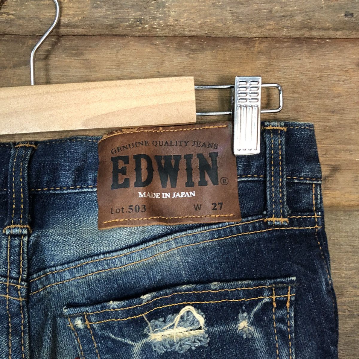 Edwin Edwin 502 Japan Blue Distressed Denim Pants #107B Size US 27 - 15 Thumbnail