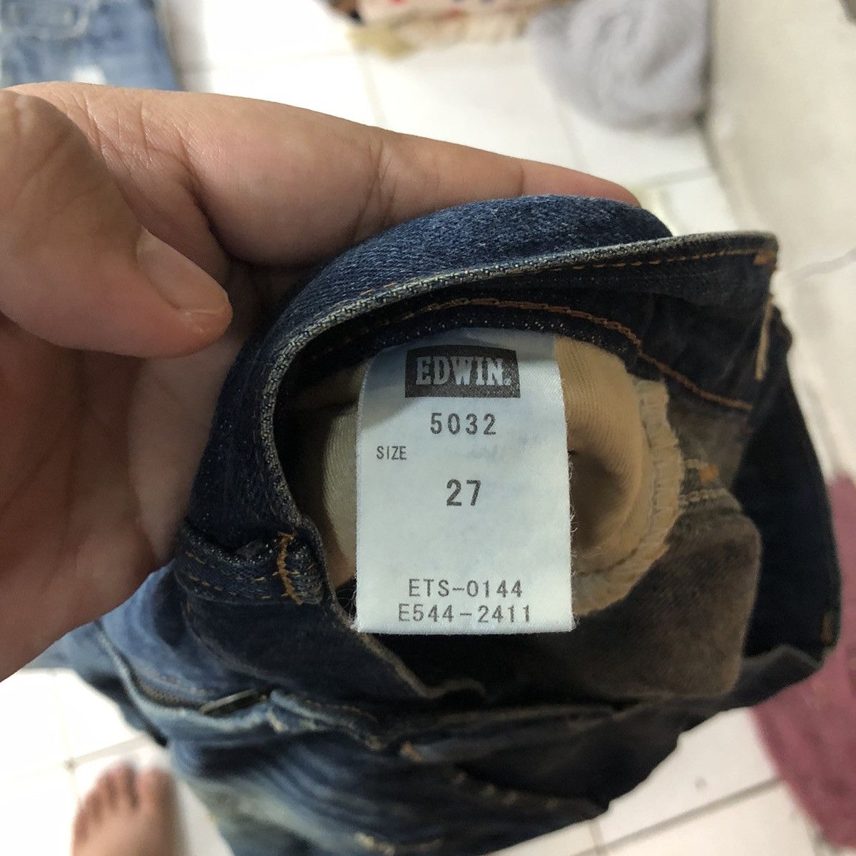 Edwin Edwin 502 Japan Blue Distressed Denim Pants #107B Size US 27 - 18 Thumbnail