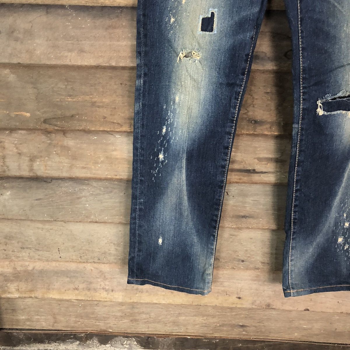 Edwin Edwin 502 Japan Blue Distressed Denim Pants #107B Size US 27 - 6 Thumbnail
