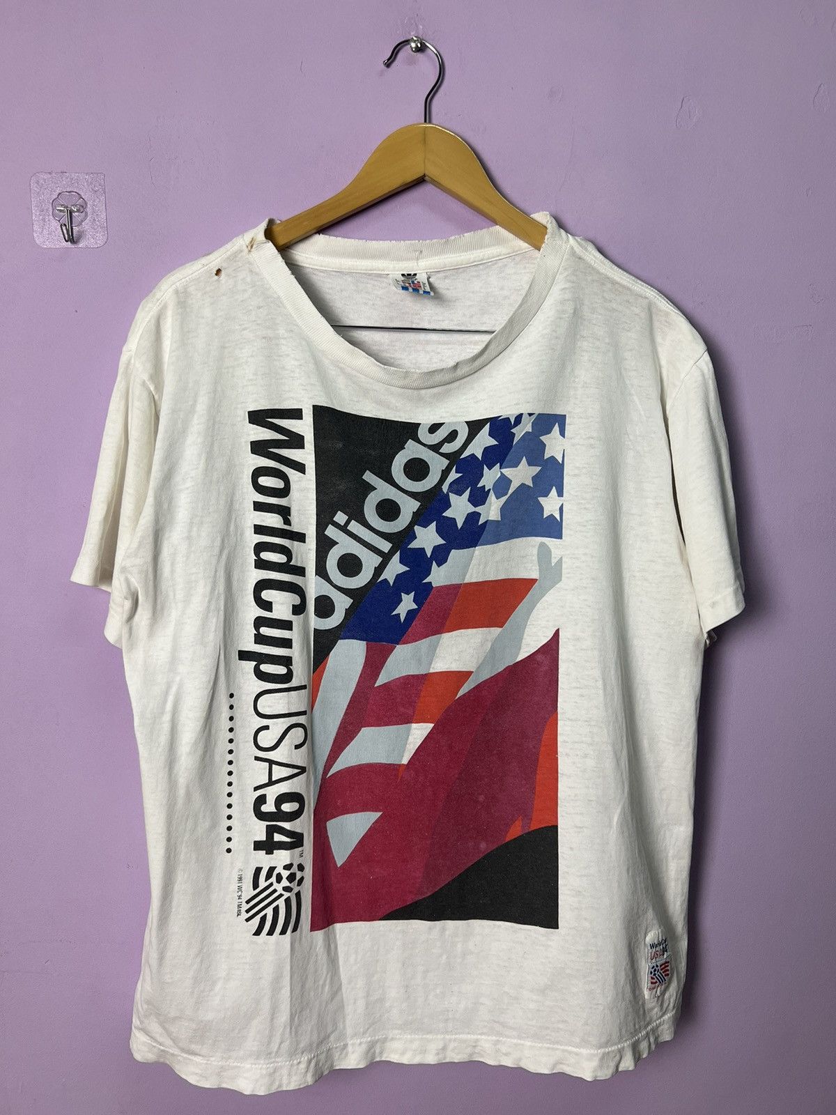 Adidas 🔥Distressed Vintage Adidas Fifa World Cup 94 Tees Size US M / EU 48-50 / 2 - 1 Thumbnail