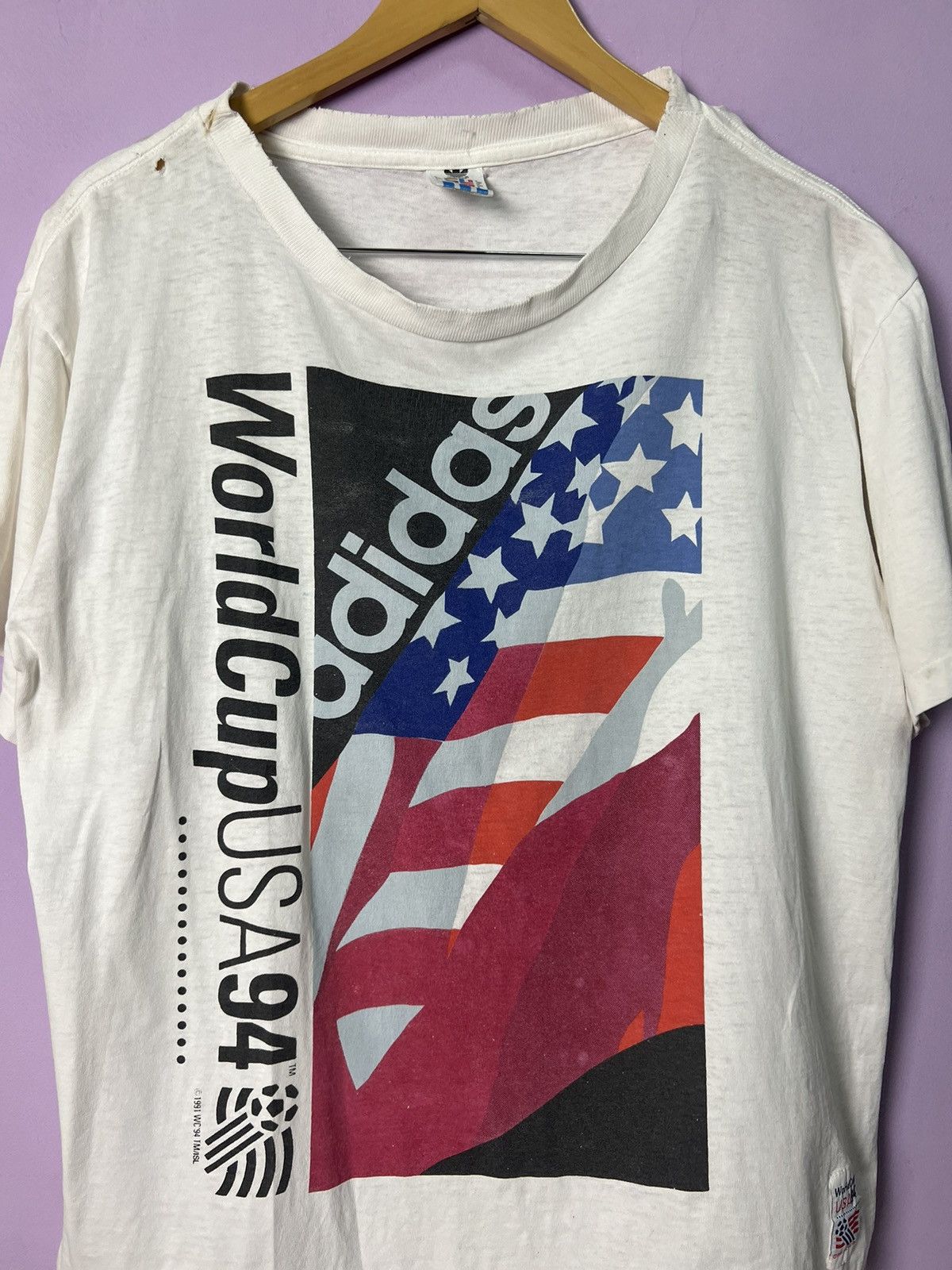Adidas 🔥Distressed Vintage Adidas Fifa World Cup 94 Tees Size US M / EU 48-50 / 2 - 5 Thumbnail