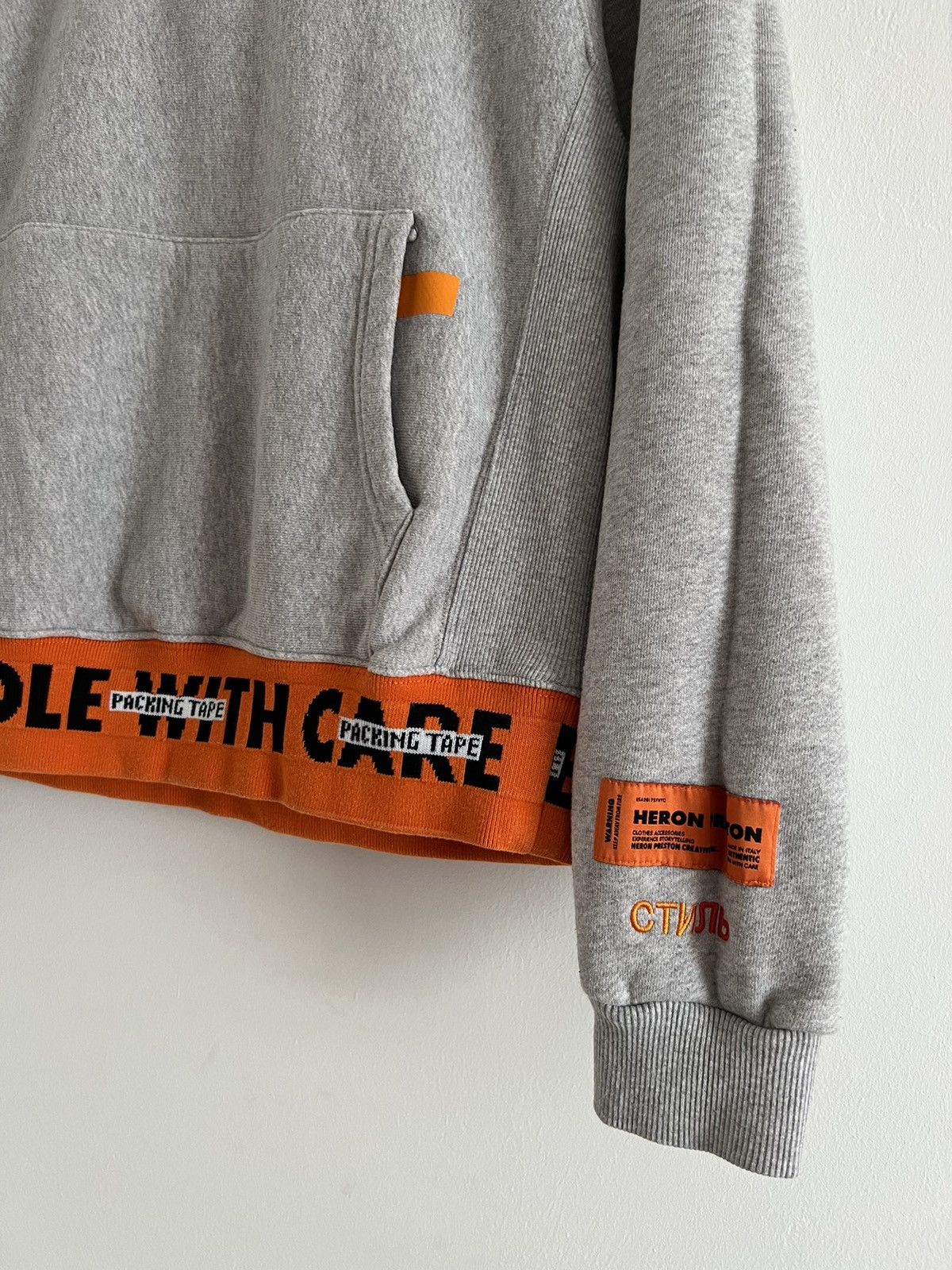 Heron Preston 🔥Heron Preston Packing Tape Logo Grey Hoodie Size US M / EU 48-50 / 2 - 3 Thumbnail