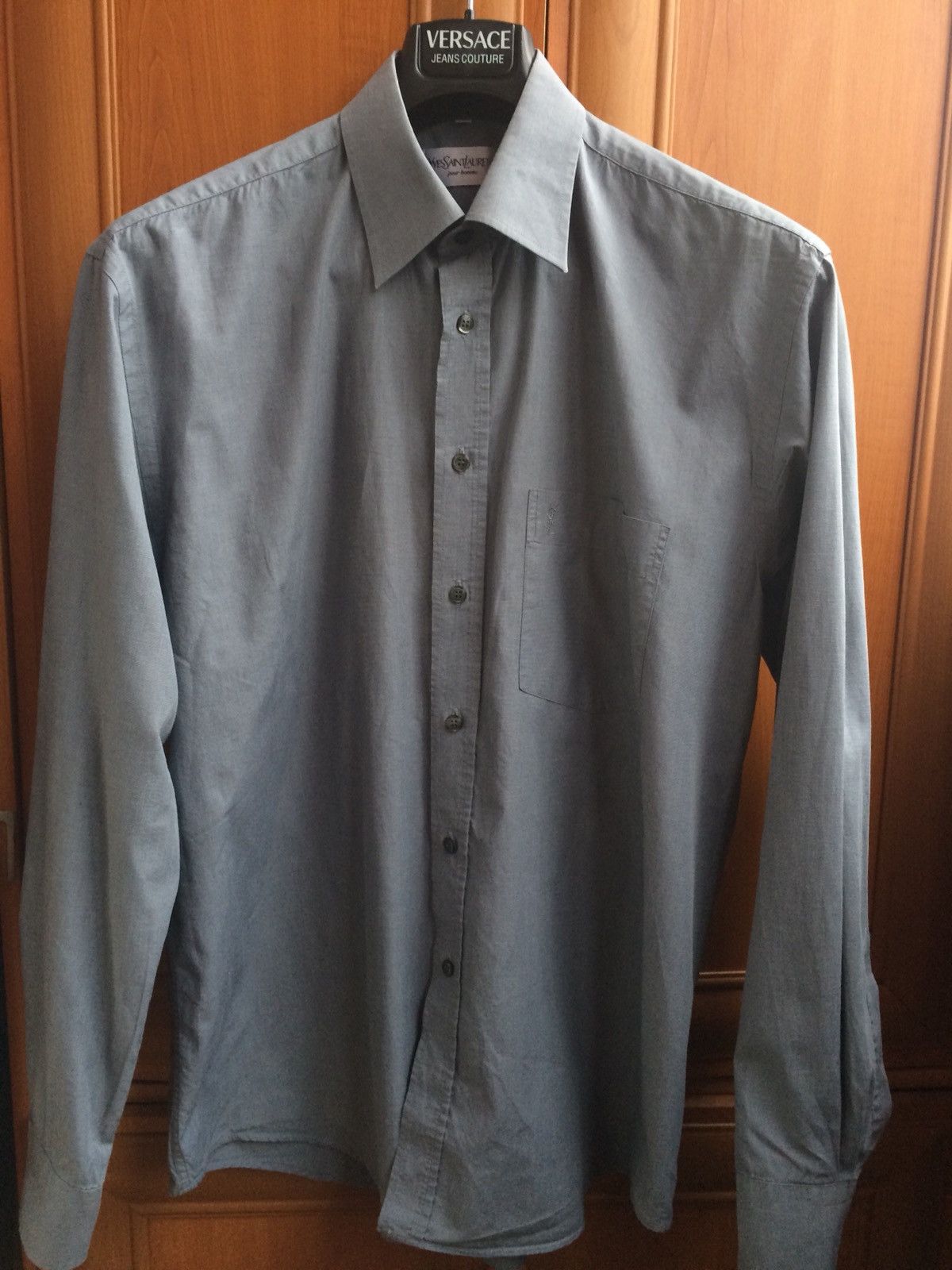 Yves Saint Laurent Yves Saint Laurent Grey Button Shirt Size US M / EU 48-50 / 2 - 1 Thumbnail