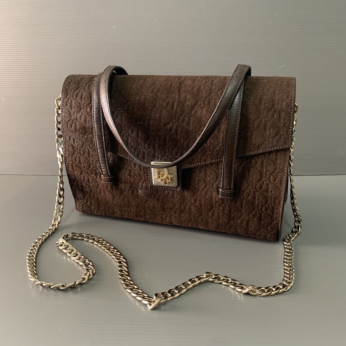 Christian Dior Monsieur Christian Dior Suede Leather Handbag Size ONE SIZE - 13 Thumbnail