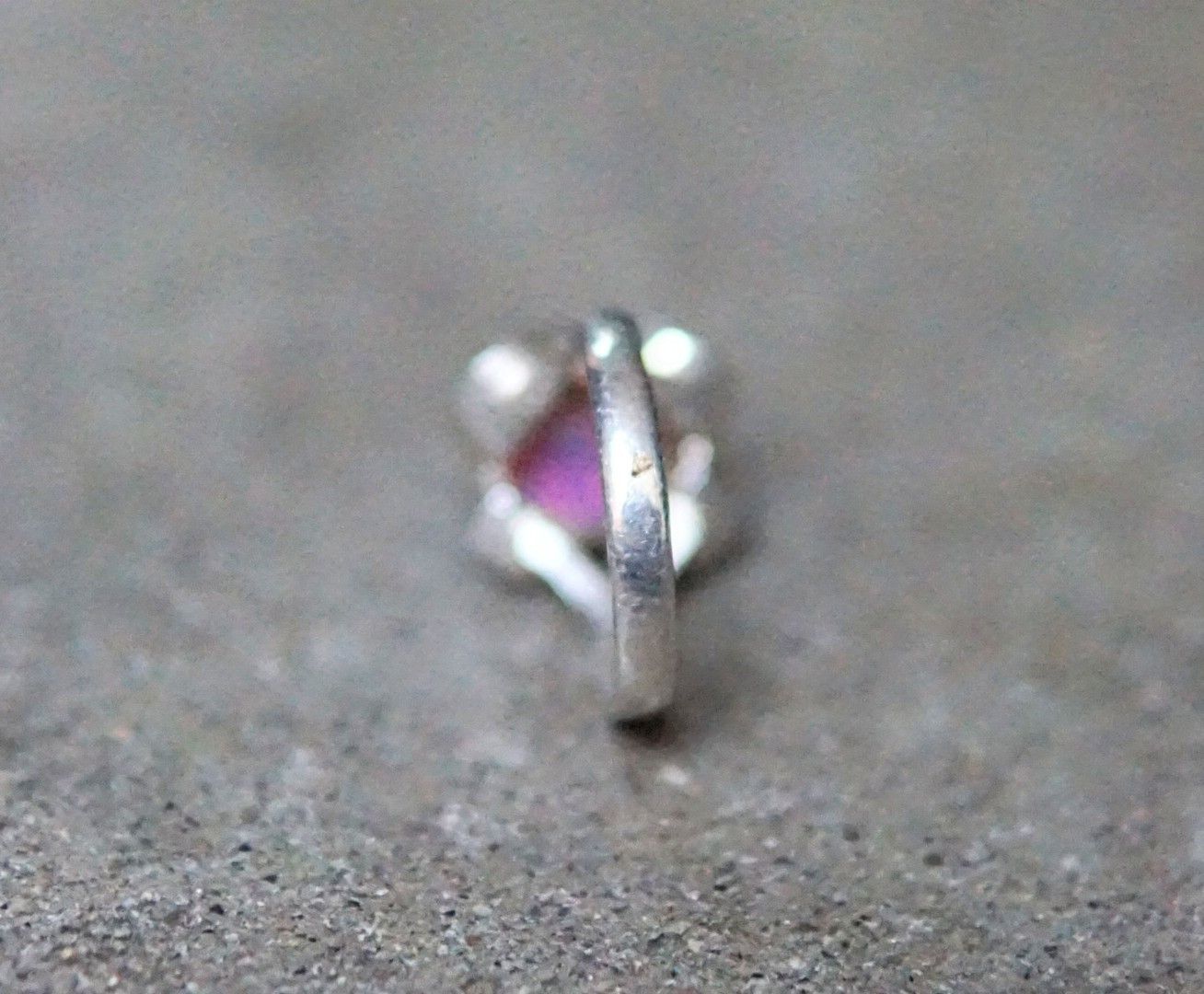 Jewelry Sterling Silver Ring Pink Faux Opal Size 7.5 Modern Size ONE SIZE - 9 Thumbnail