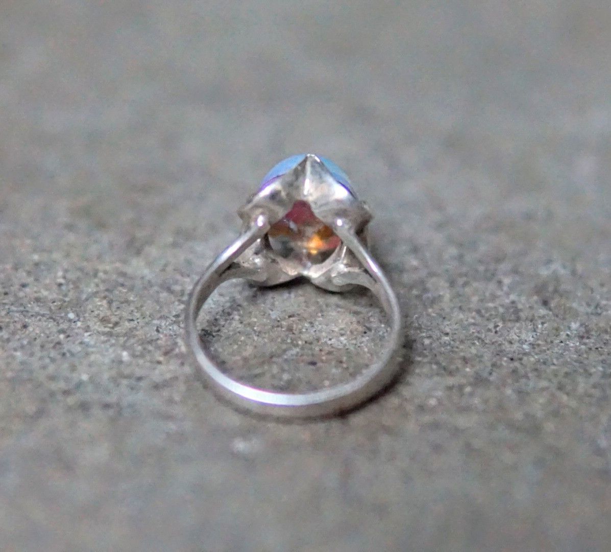 Jewelry Sterling Silver Ring Pink Faux Opal Size 7.5 Modern Size ONE SIZE - 7 Thumbnail