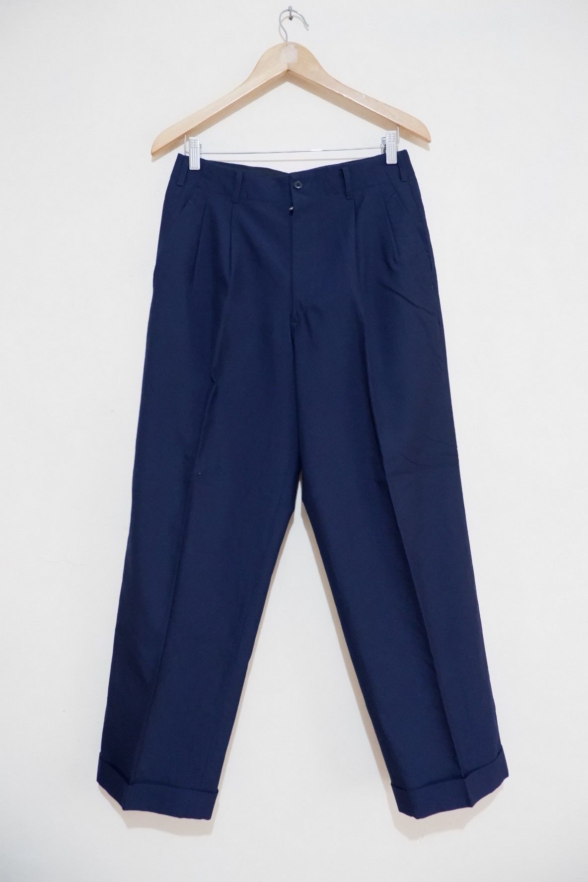 image of Yohji Yamamoto x YS For Men Vintage Yohji Japan Railway Company Pleated Pants 2009 in Navy (Size 29