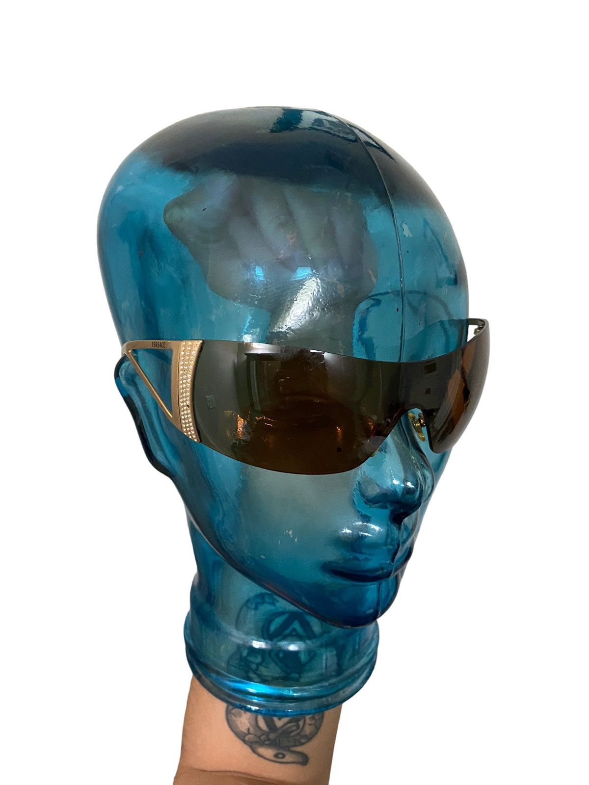 Versace Vintage Versace Rimless Shield Swarovski Sunglasses 2043-B Size ONE SIZE - 1 Thumbnail