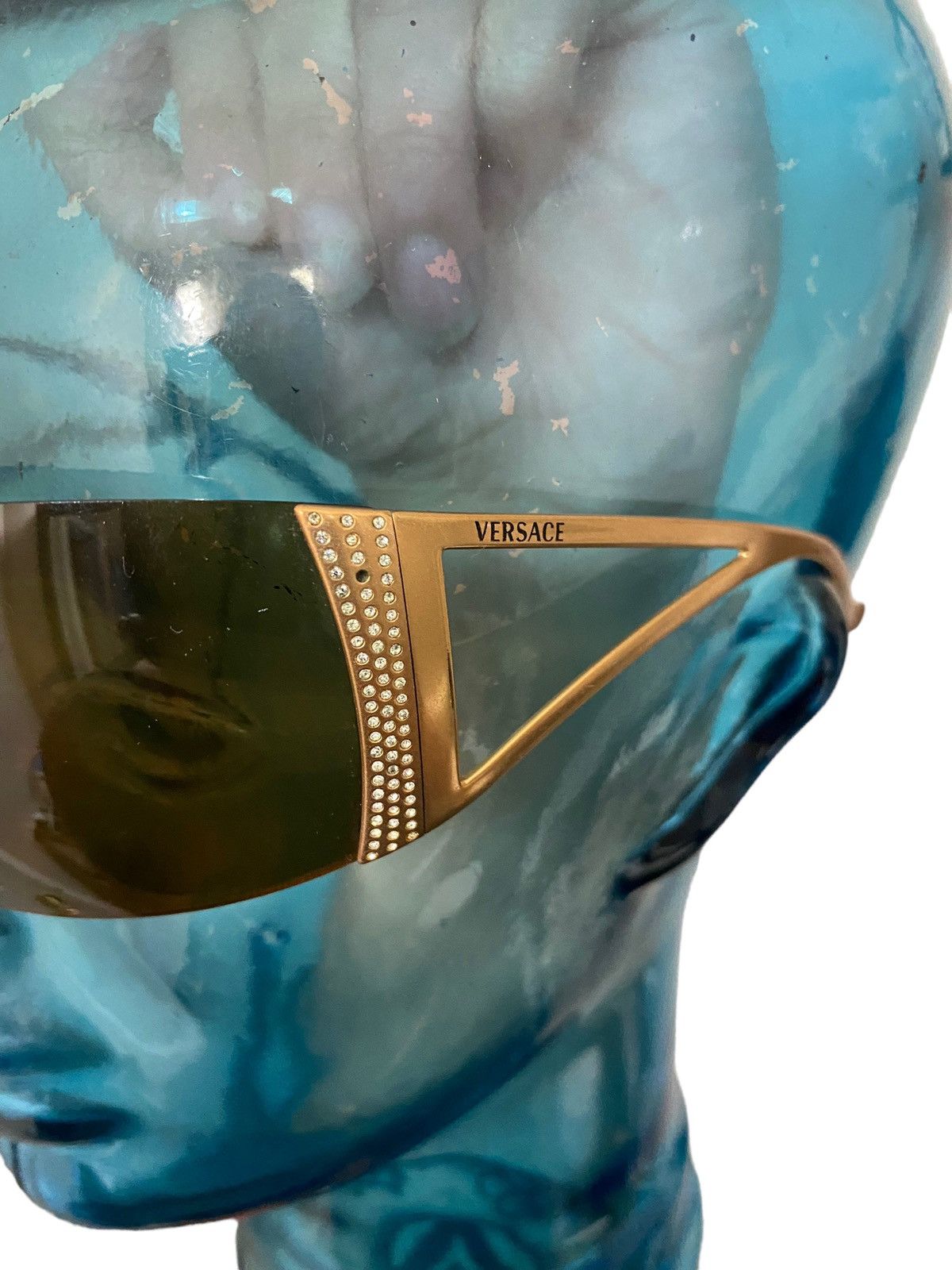 Versace Vintage Versace Rimless Shield Swarovski Sunglasses 2043-B Size ONE SIZE - 4 Thumbnail