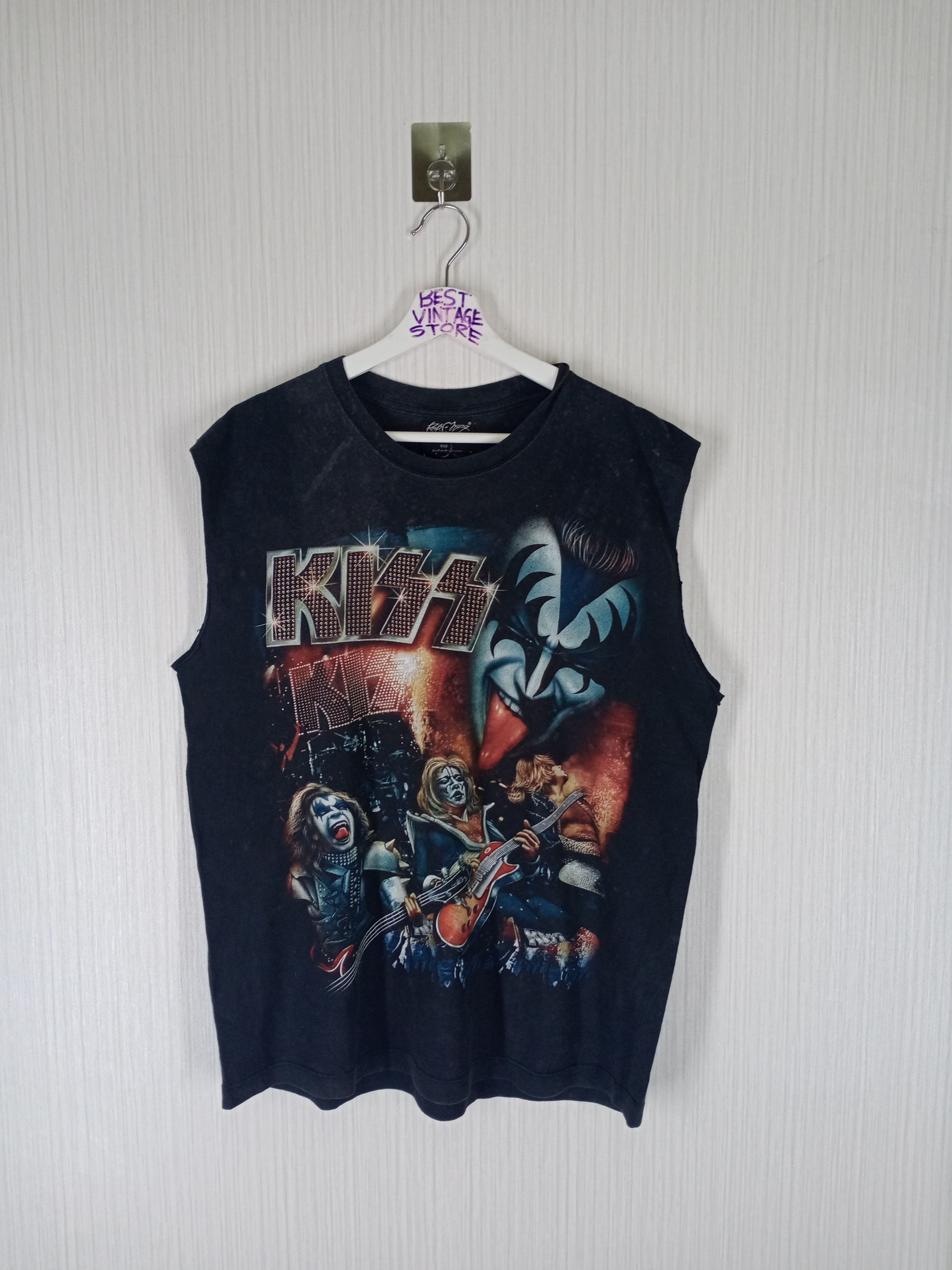 Band Tees vintage Kiss Rock Band sleeveless Tshirt Size US L / EU 52-54 / 3 - 1 Thumbnail