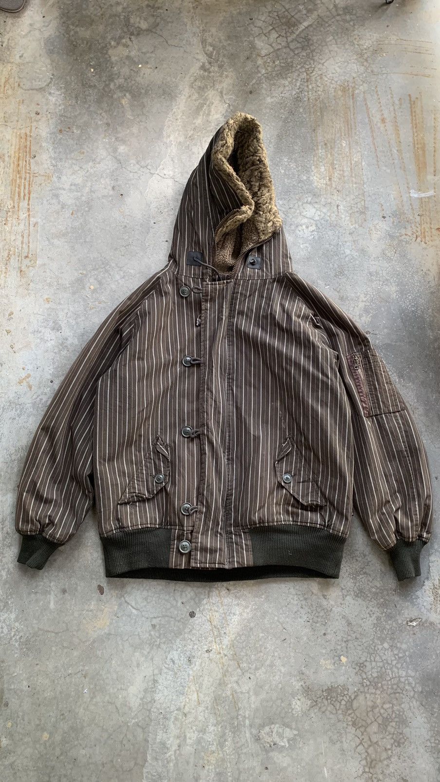 Woolrich Woolen Mills Vintage Woolrich Brown Striped Hoodie Jacket Size US L / EU 52-54 / 3 - 1 Thumbnail
