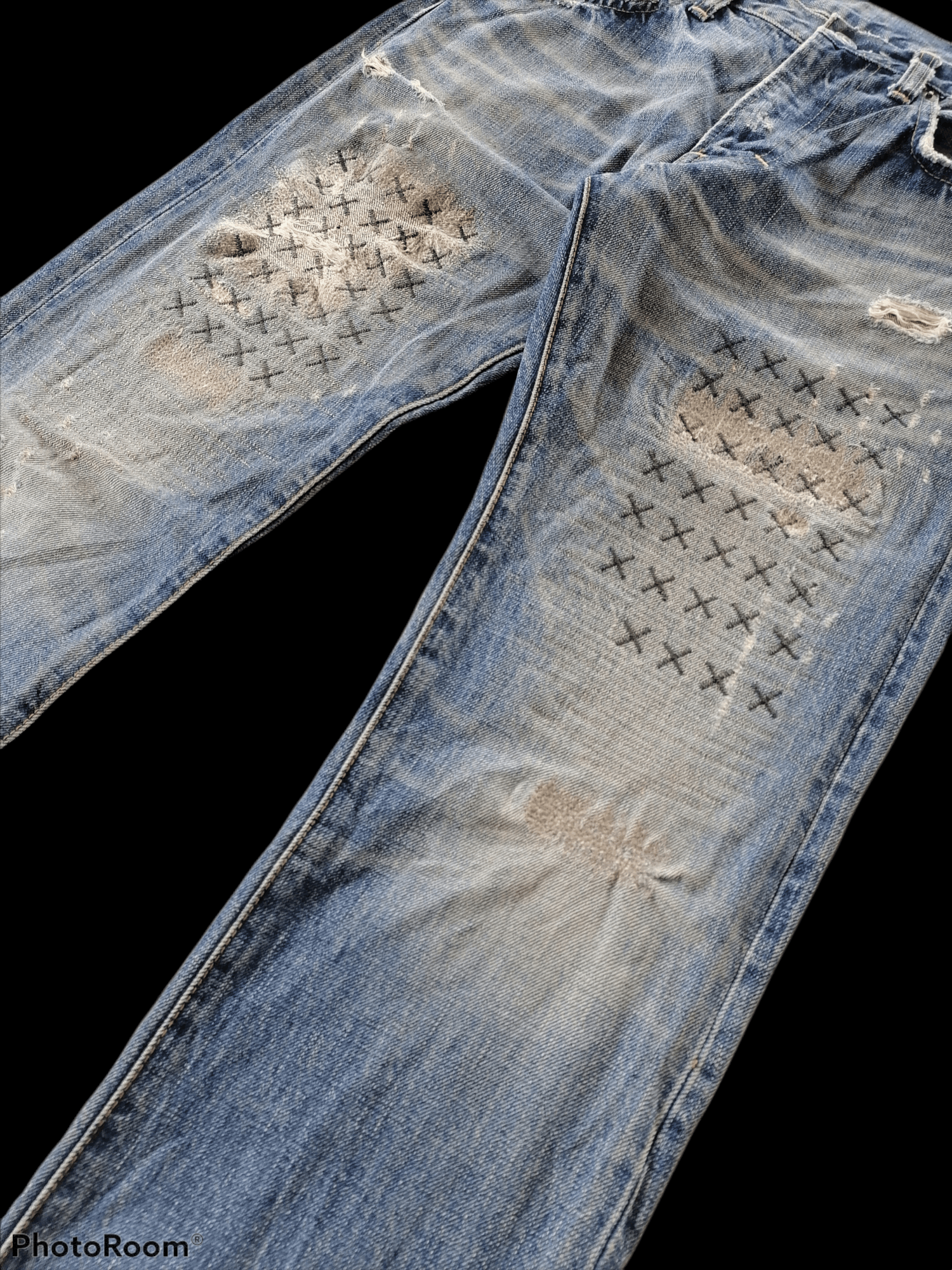 Japanese Brand Distressed Denim Sashiko Custom RNA Denim Pants Size US 31 - 3 Thumbnail