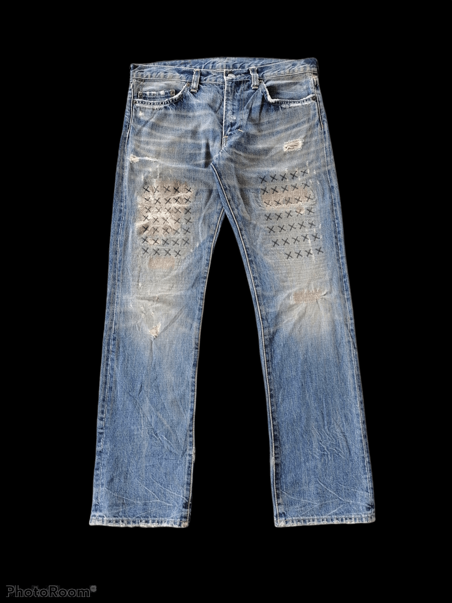 Japanese Brand Distressed Denim Sashiko Custom RNA Denim Pants Size US 31 - 1 Thumbnail