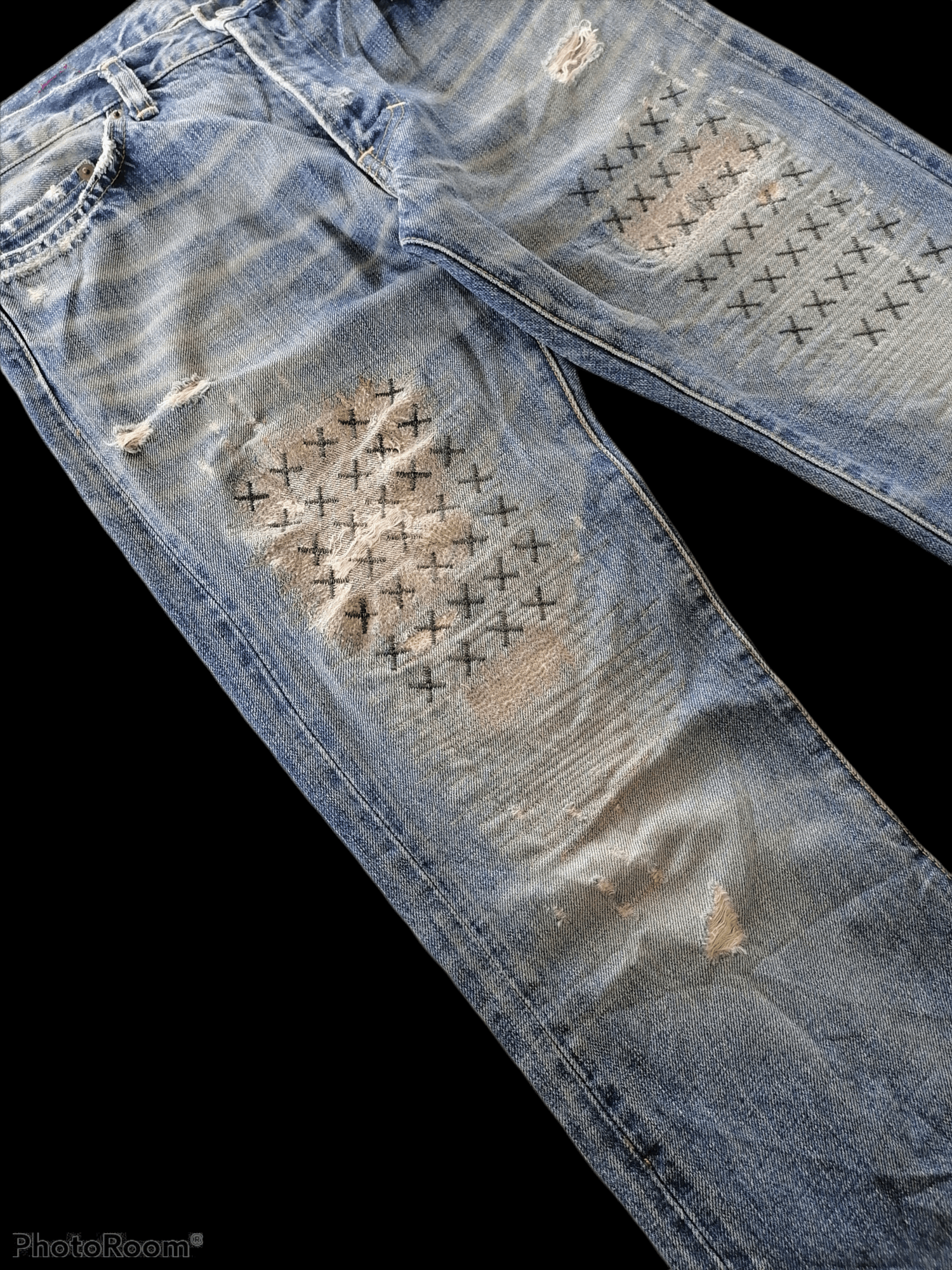 Japanese Brand Distressed Denim Sashiko Custom RNA Denim Pants Size US 31 - 2 Thumbnail