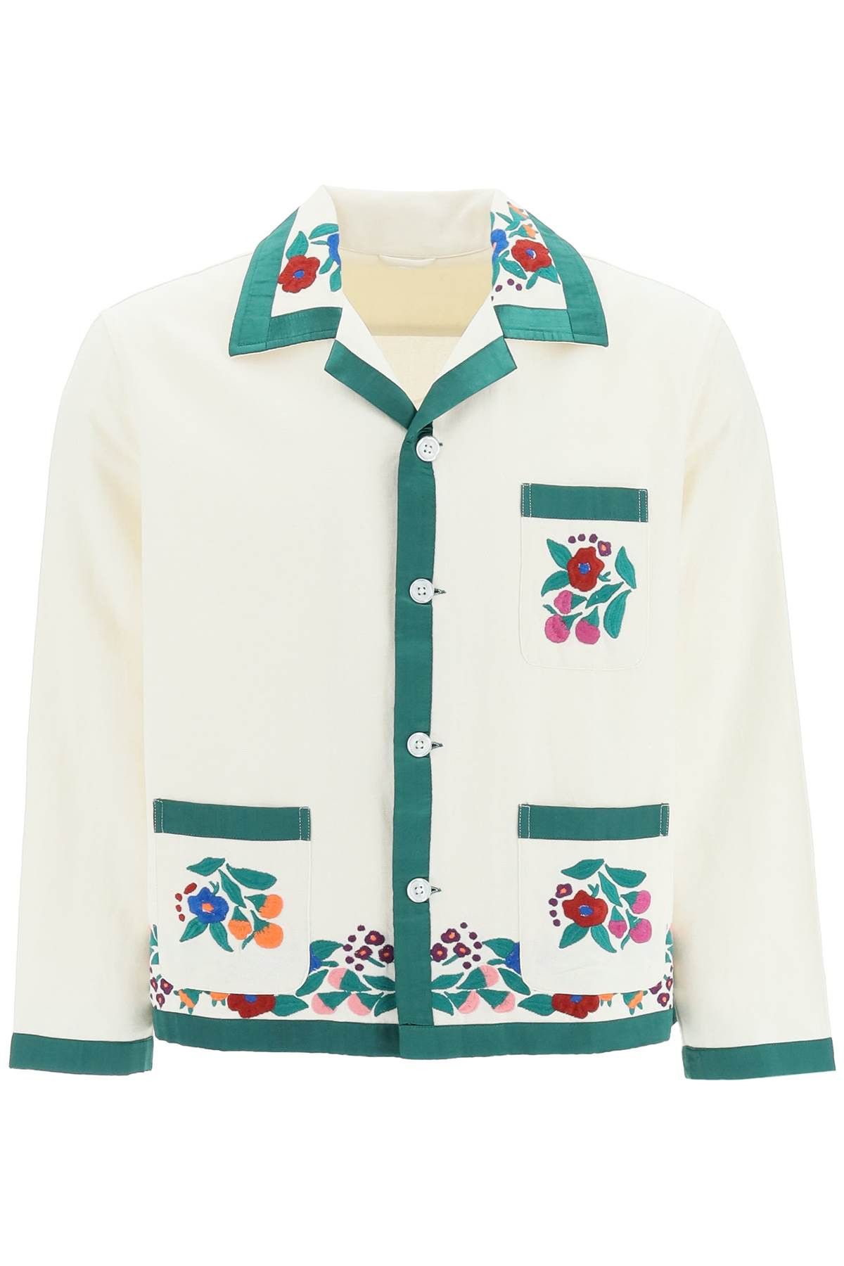 image of Bode 'winter Garden' Embroiderered Overshirt in Mixed Colours, Men's (Size Medium)
